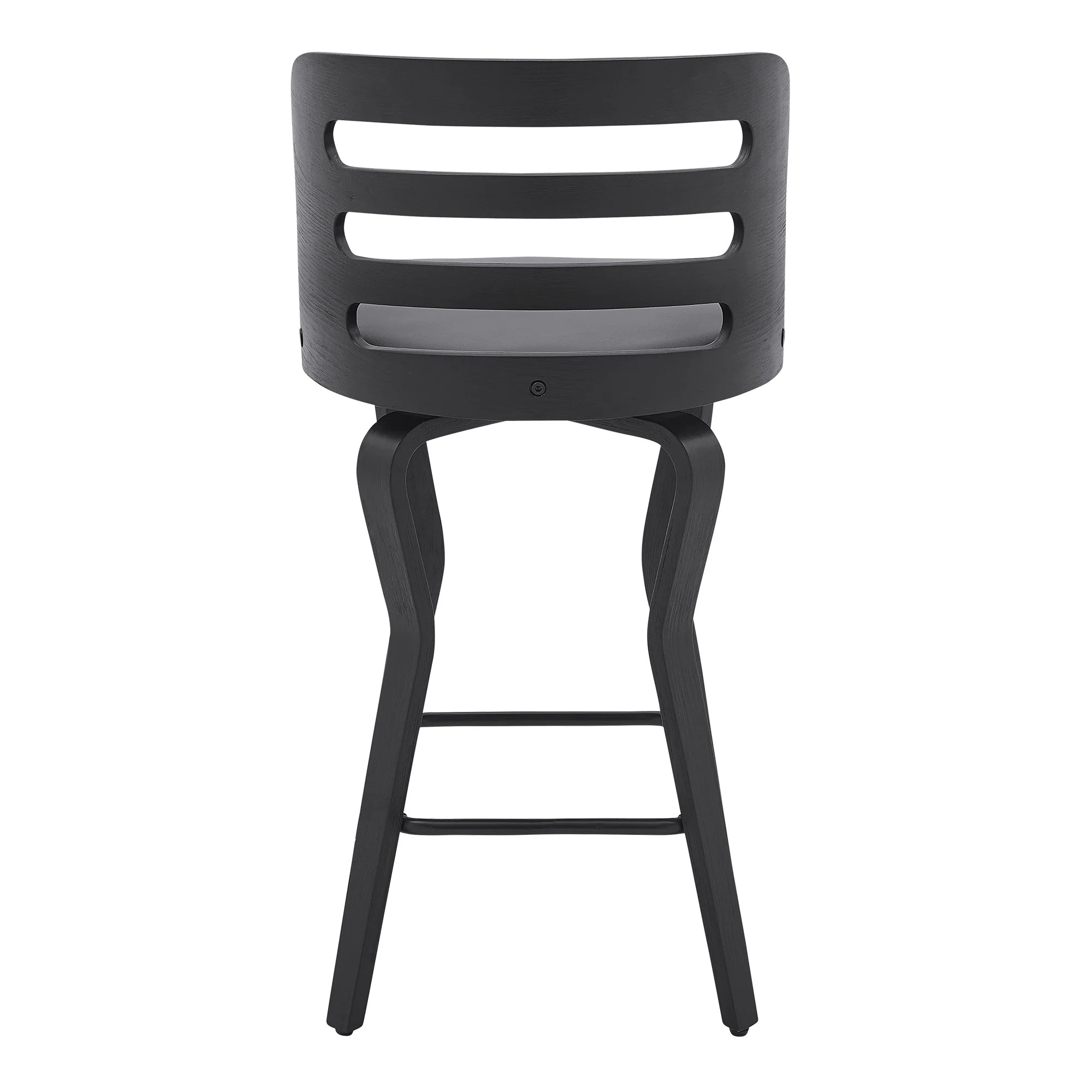 35" Gray Faux Leather And Iron Swivel Counter Height Bar Chair By Homeroots - Image 6
