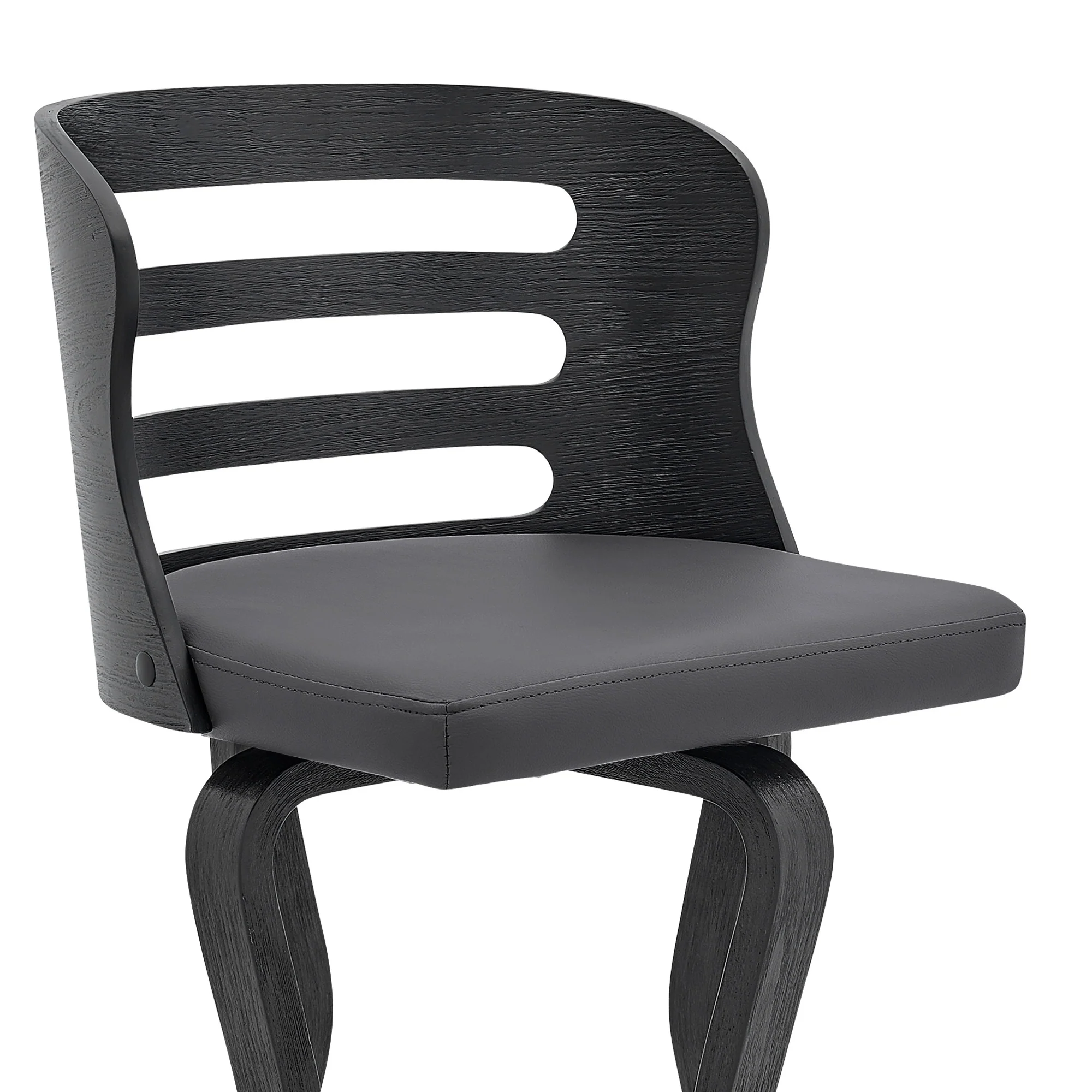 35" Gray Faux Leather And Iron Swivel Counter Height Bar Chair By Homeroots - Image 8