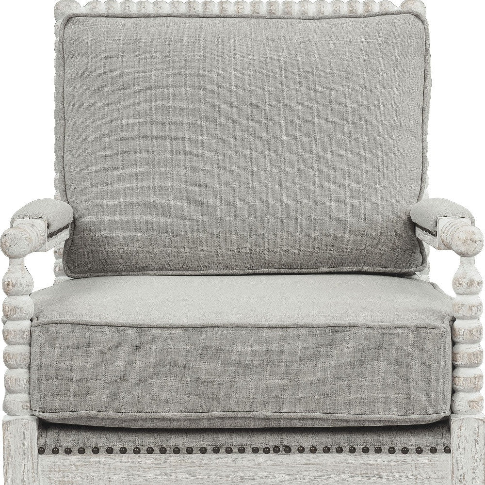 35" Gray Linen And Light Oak Solid Color Club Chair By Homeroots - Image 4