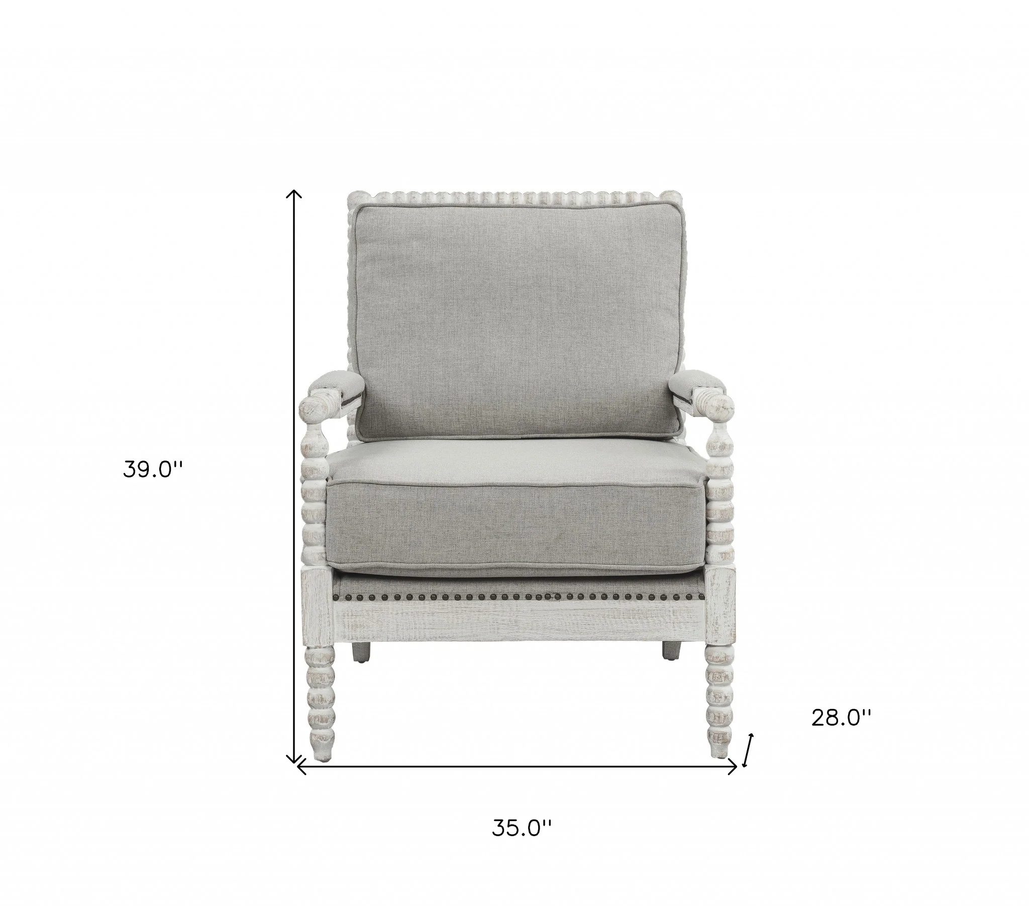 35" Gray Linen And Light Oak Solid Color Club Chair By Homeroots - Image 6