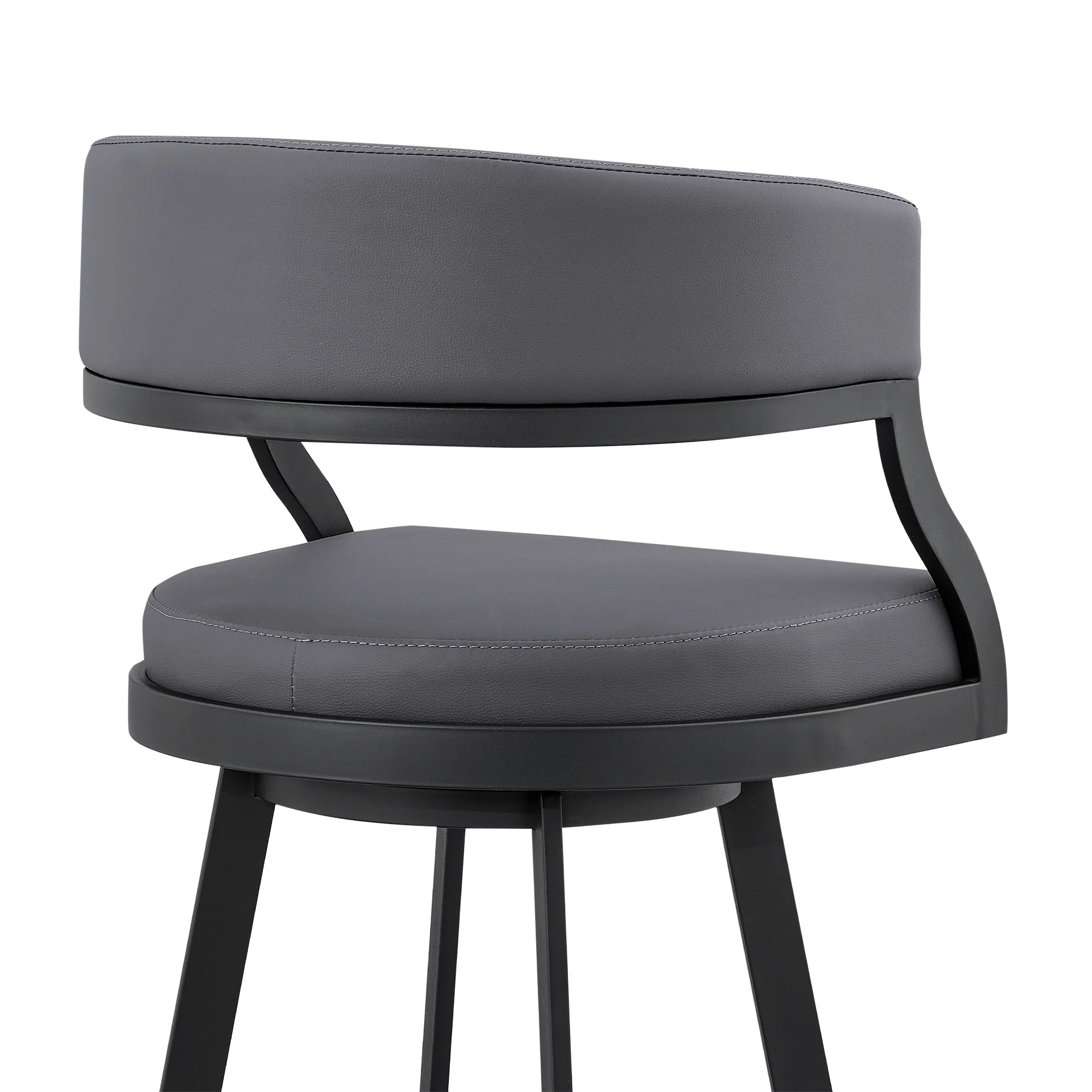 35" Grey Faux Leather And Iron Swivel Low Back Counter Height Bar Chair By Homeroots - Image 8