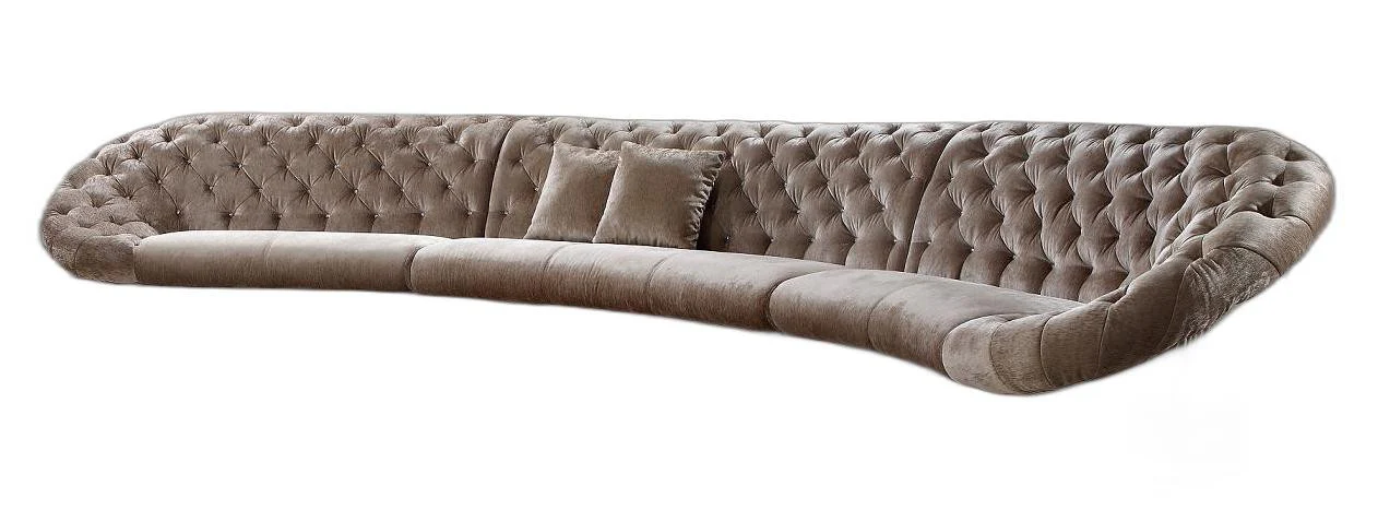 35' MDF and Velour Sectional Sofa By Homeroots - Image 2