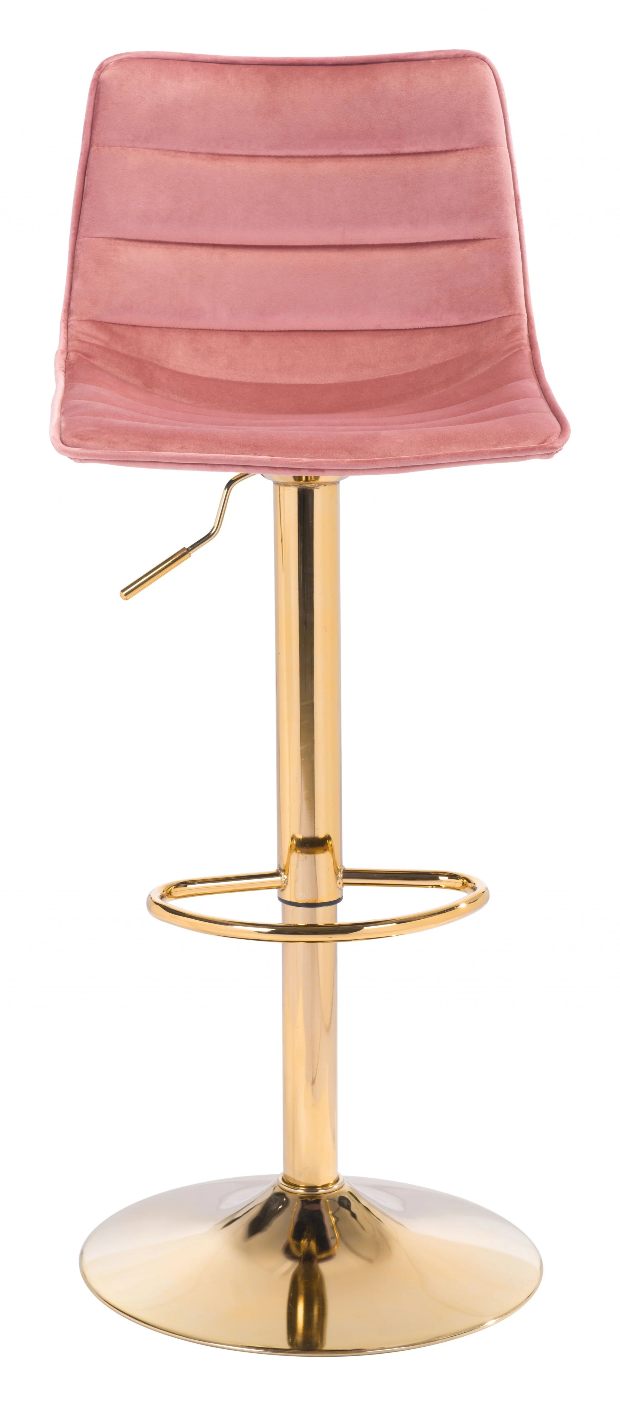 35" Pink And Gold Steel Swivel Low Back Counter Height Bar Chair With Footrest By Homeroots - Image 4