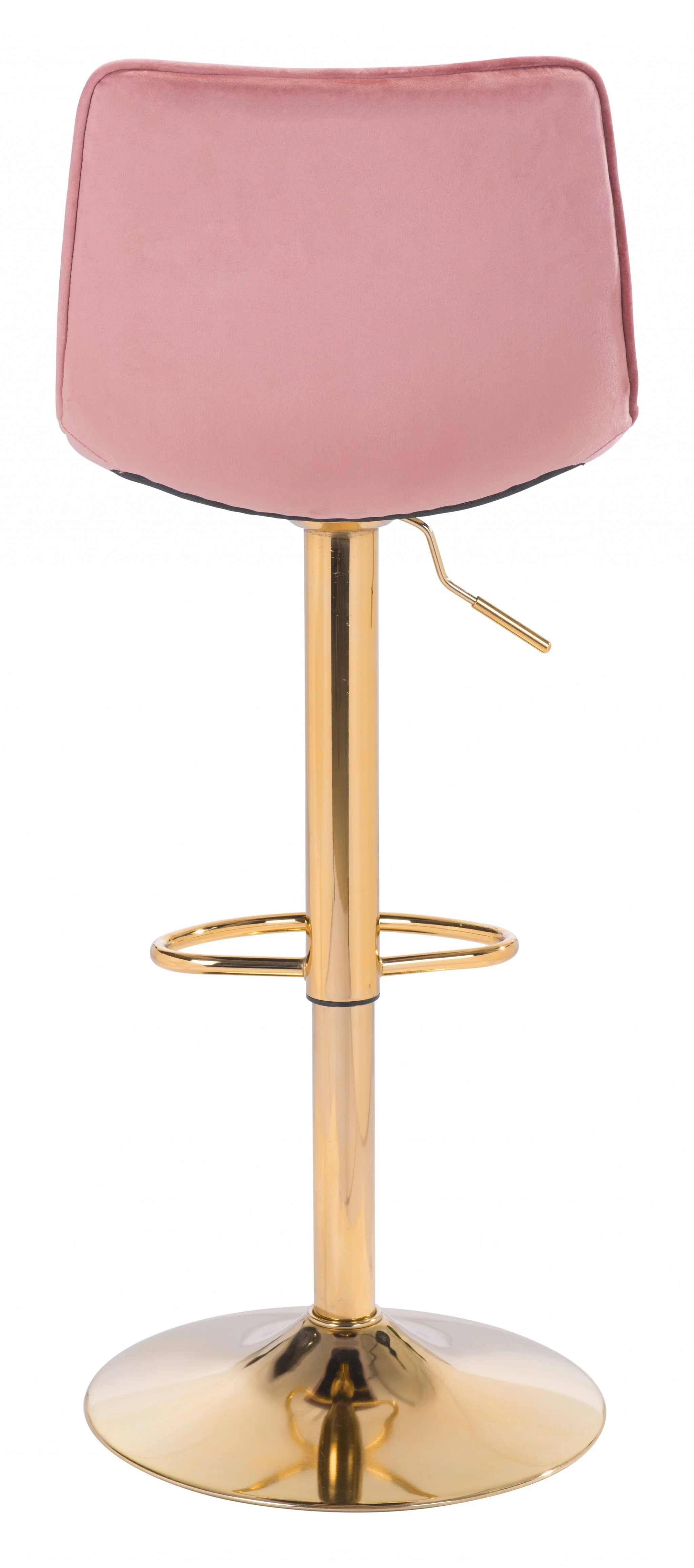 35" Pink And Gold Steel Swivel Low Back Counter Height Bar Chair With Footrest By Homeroots - Image 5