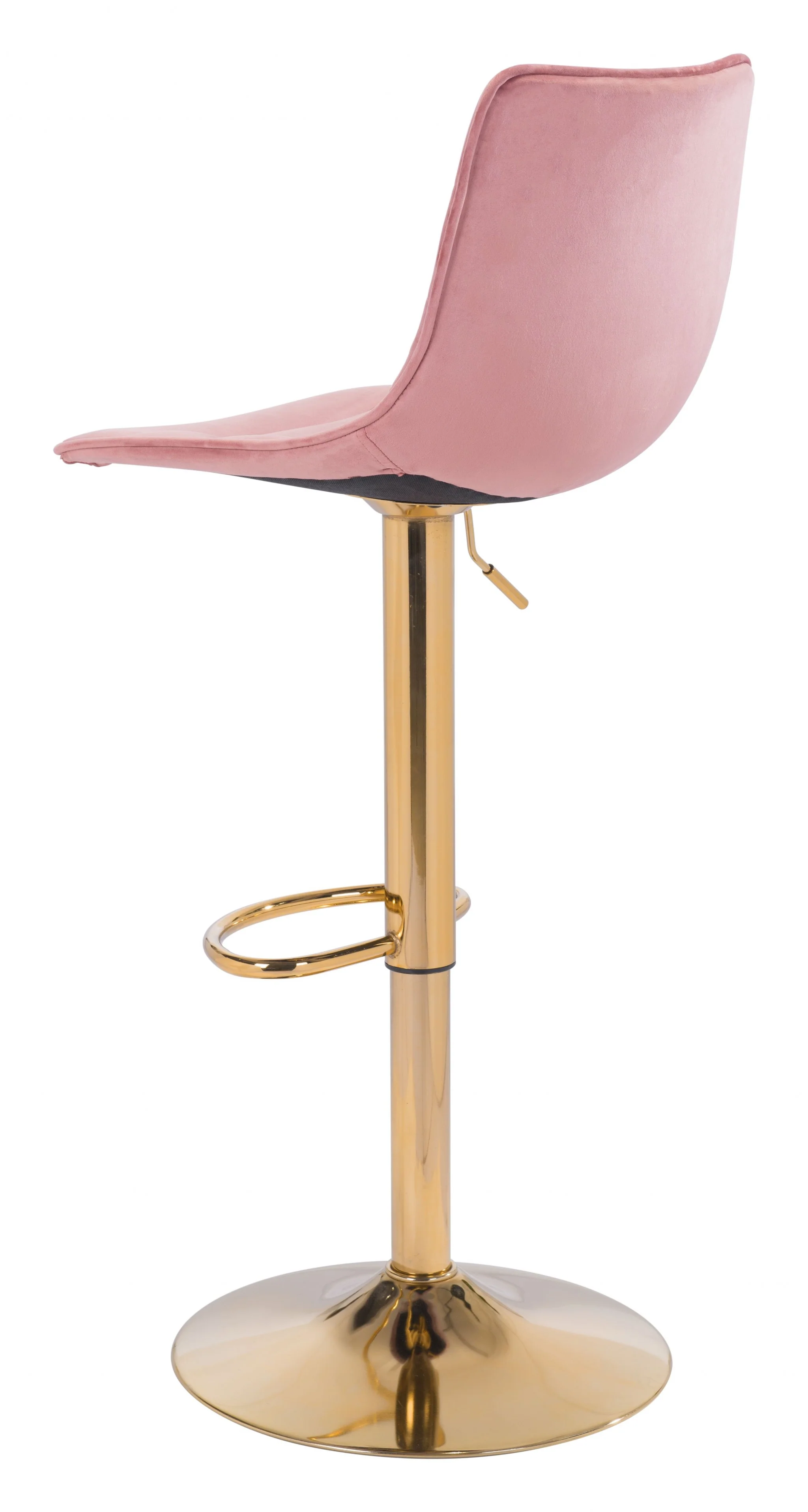 35" Pink And Gold Steel Swivel Low Back Counter Height Bar Chair With Footrest By Homeroots - Image 6