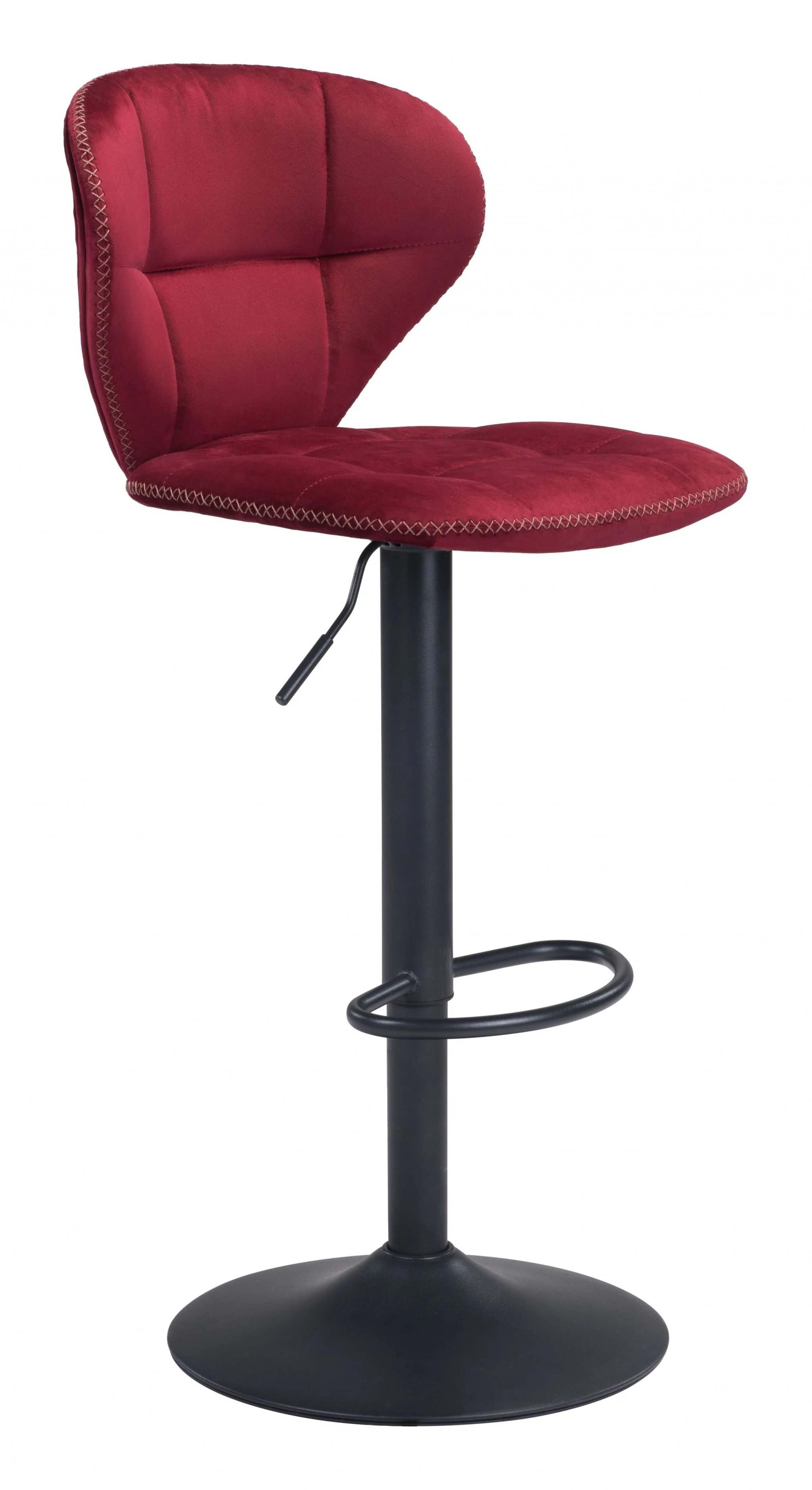 35" Red And Black Steel Swivel Low Back Counter Height Bar Chair With Footrest By Homeroots - Image 2