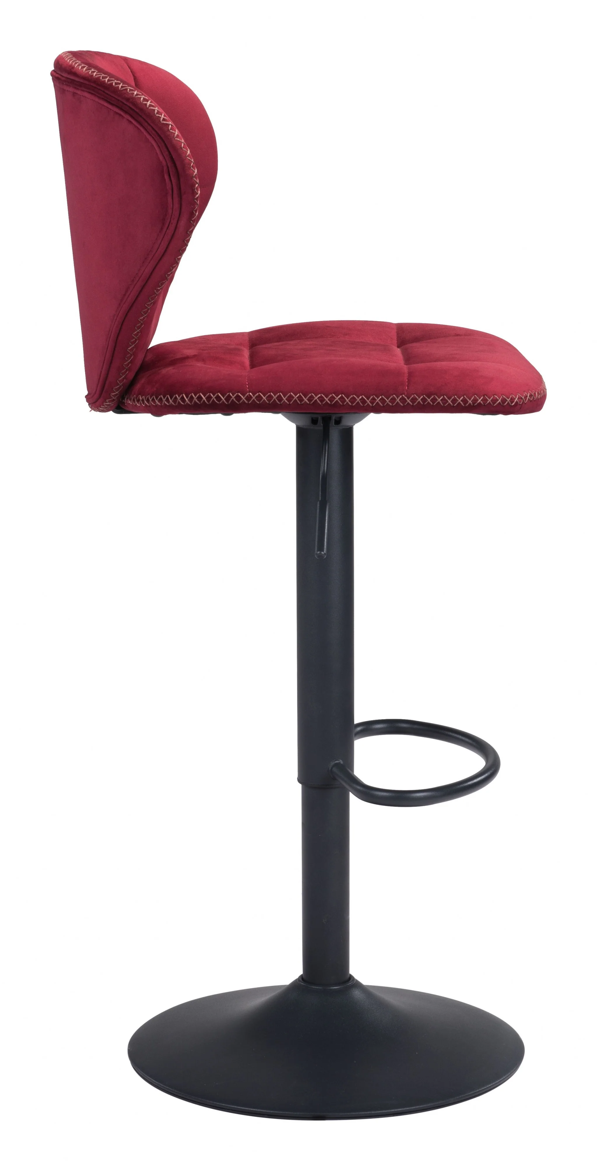 35" Red And Black Steel Swivel Low Back Counter Height Bar Chair With Footrest By Homeroots - Image 3