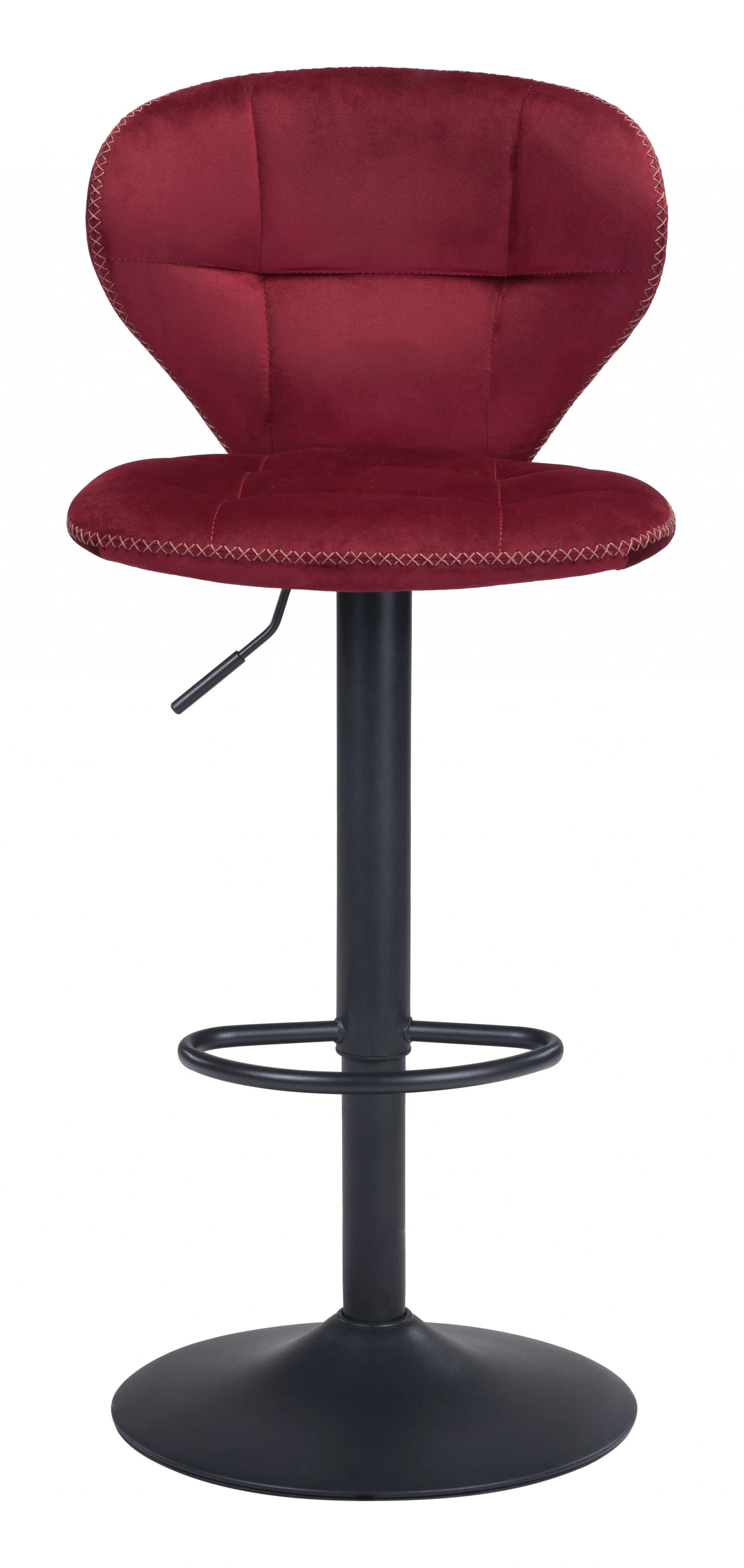 35" Red And Black Steel Swivel Low Back Counter Height Bar Chair With Footrest By Homeroots - Image 4