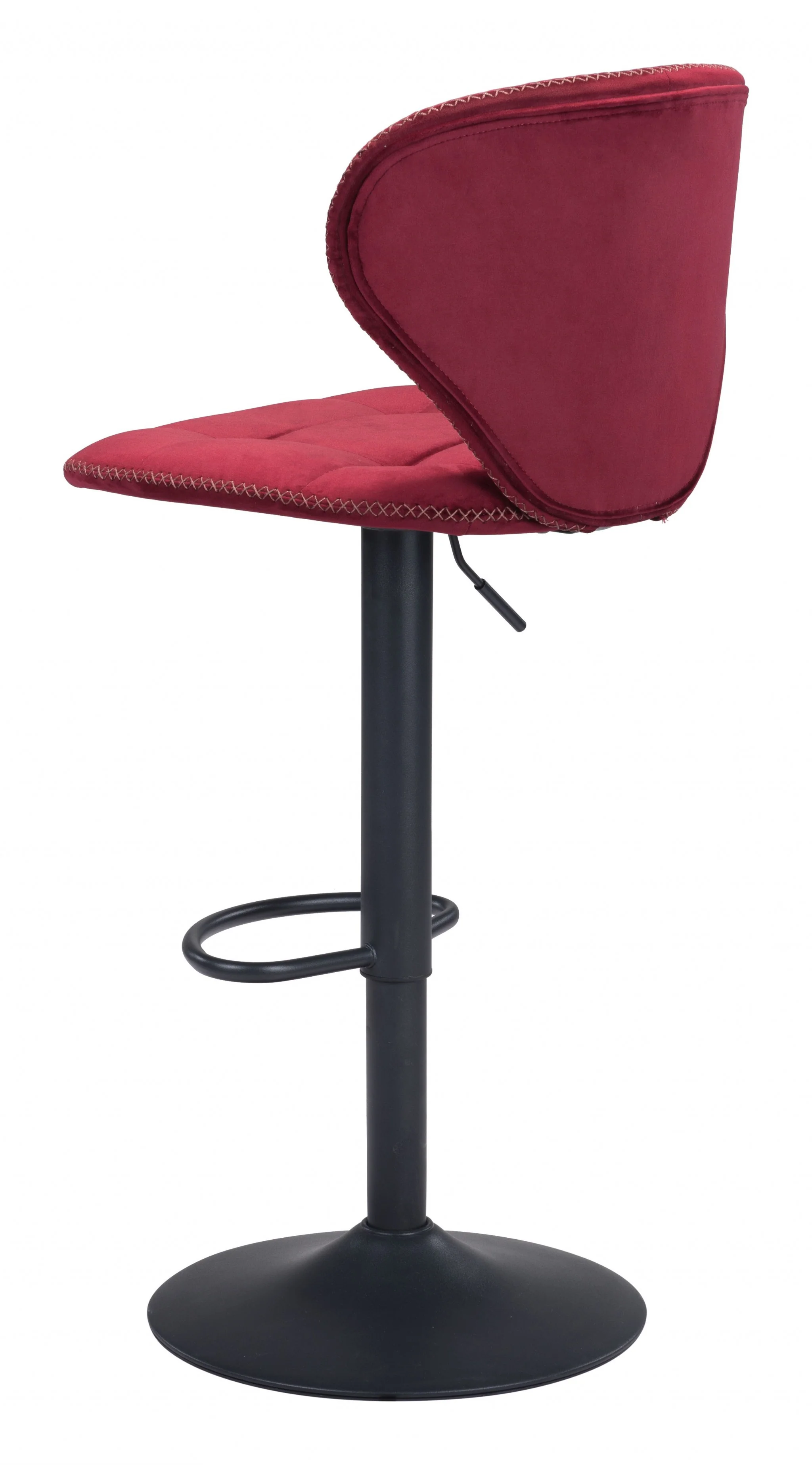 35" Red And Black Steel Swivel Low Back Counter Height Bar Chair With Footrest By Homeroots - Image 6