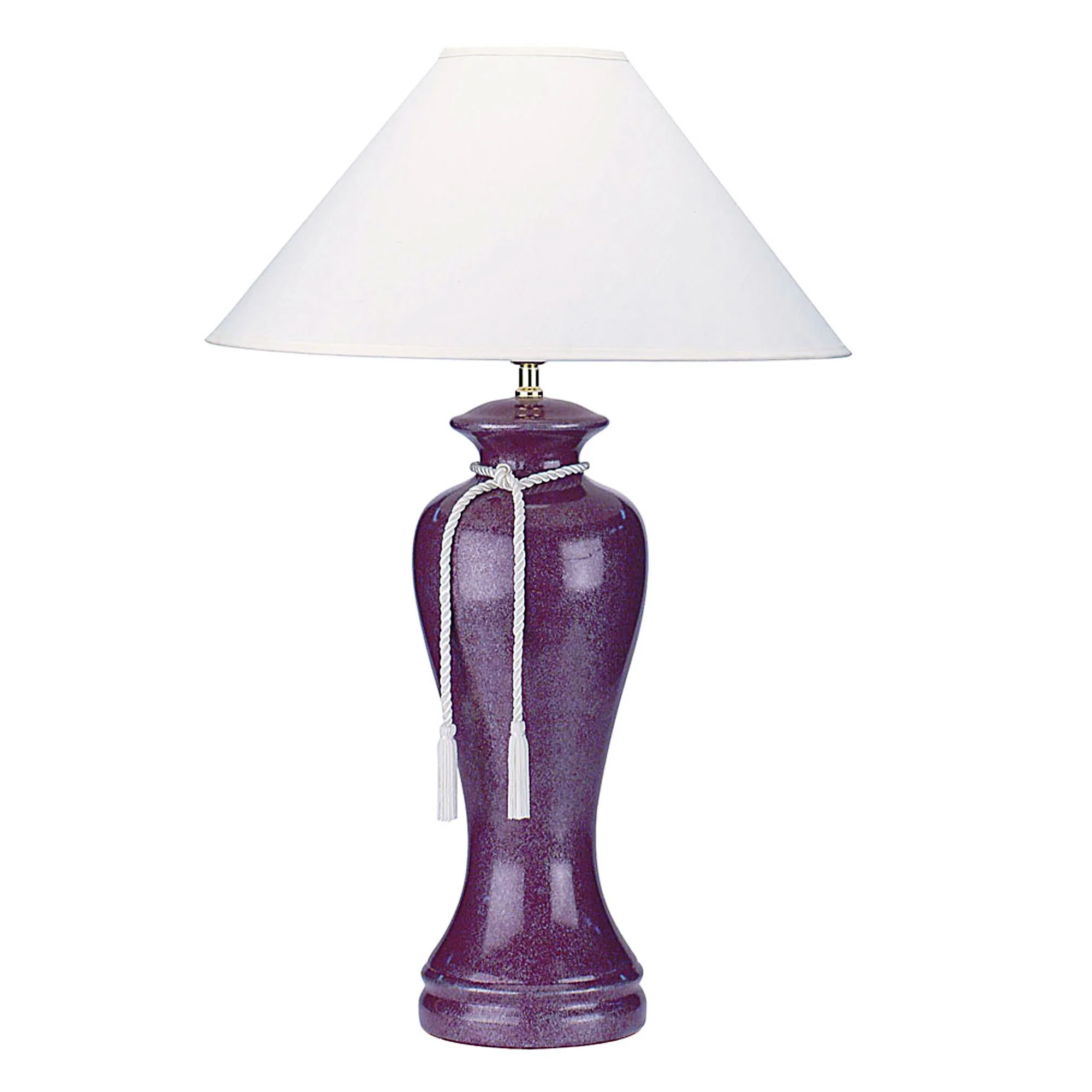 35" Red Burgundy Glaze Ceramic Urn Table Lamp With White Classic Empire Shade By Homeroots - Image 2