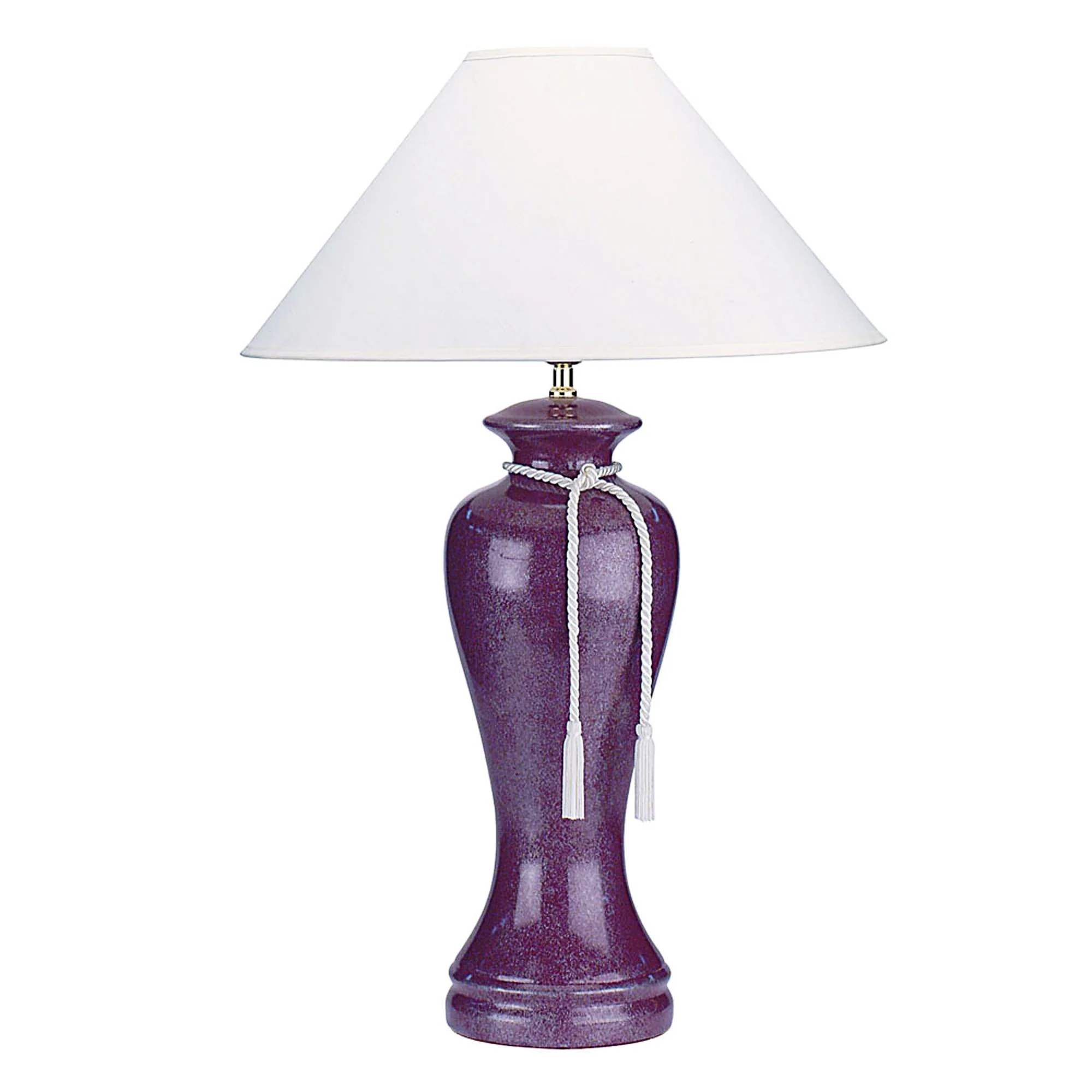 35" Red Burgundy Glaze Ceramic Urn Table Lamp With White Classic Empire Shade By Homeroots - Image 3