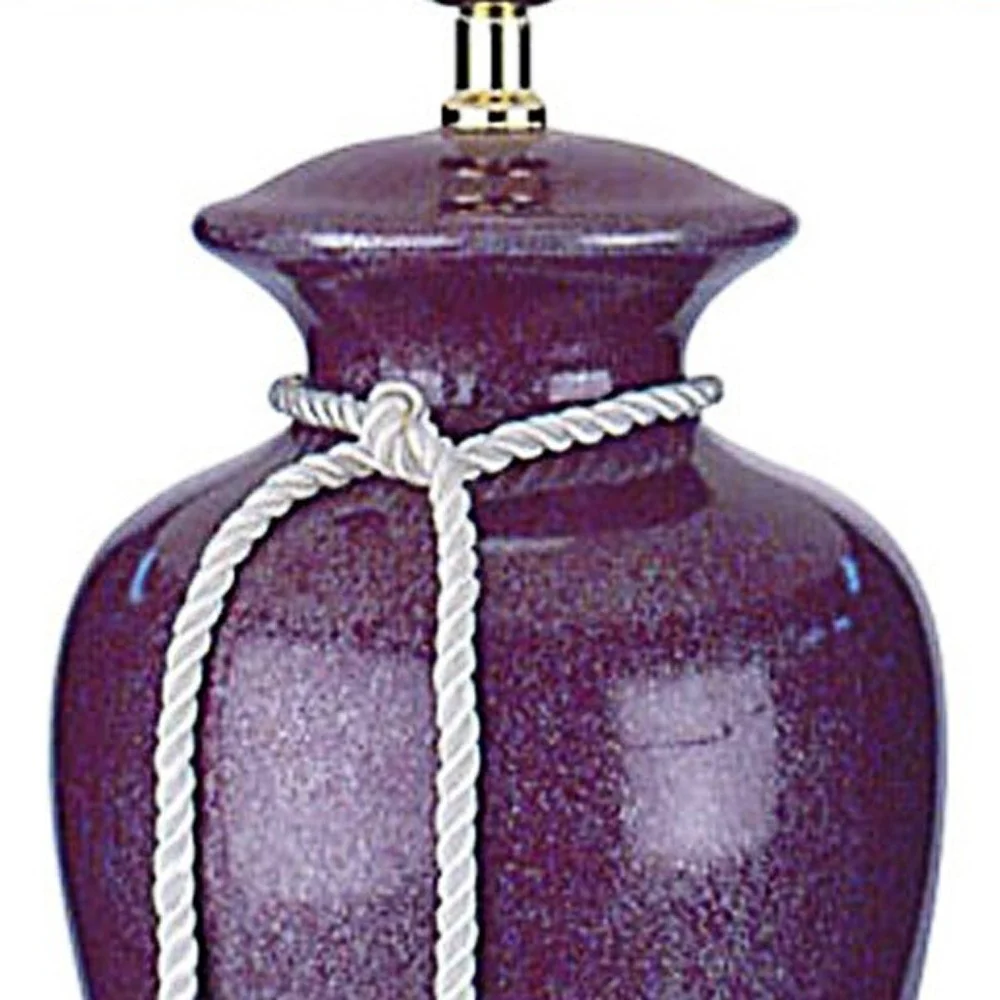 35" Red Burgundy Glaze Ceramic Urn Table Lamp With White Classic Empire Shade By Homeroots - Image 4