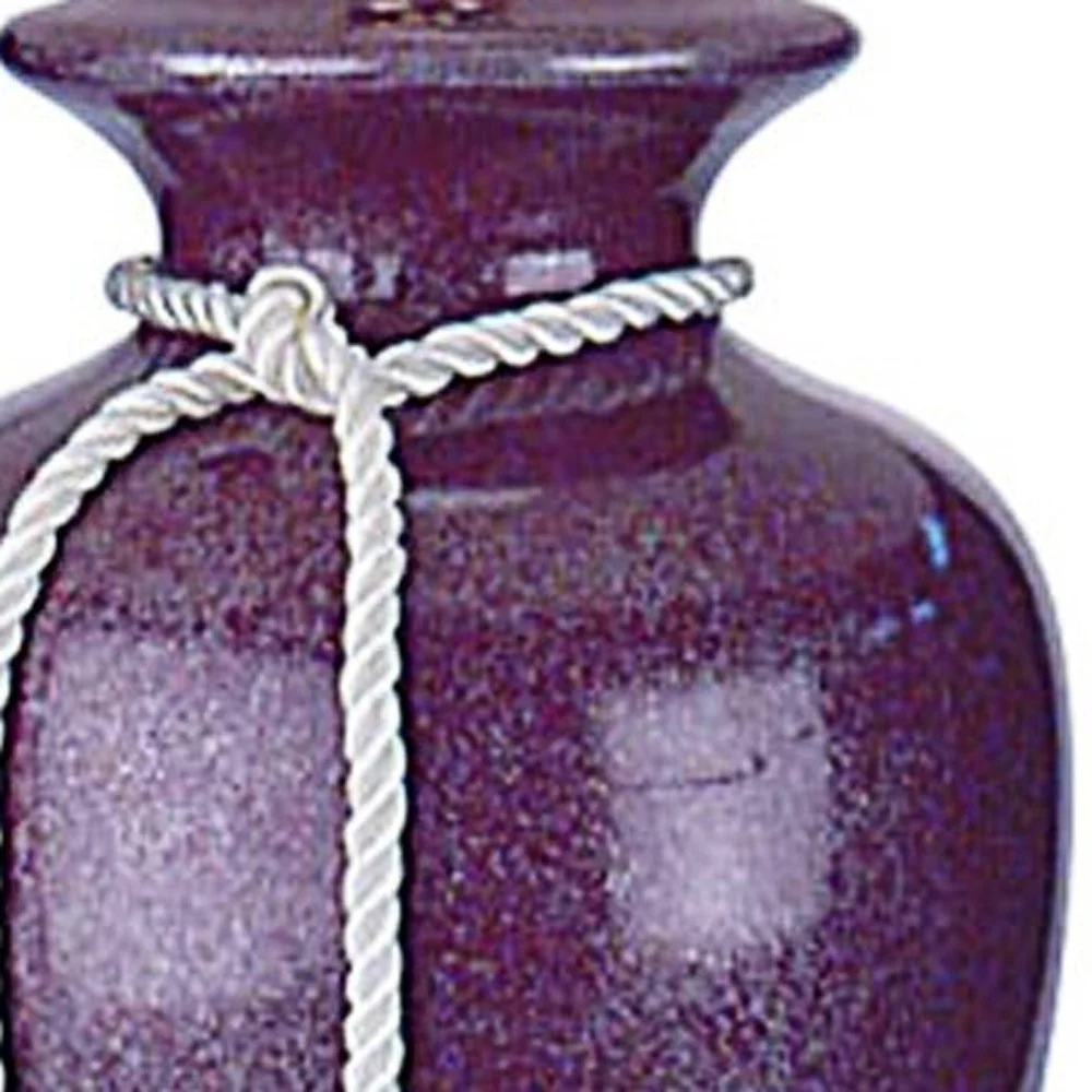 35" Red Burgundy Glaze Ceramic Urn Table Lamp With White Classic Empire Shade By Homeroots - Image 5