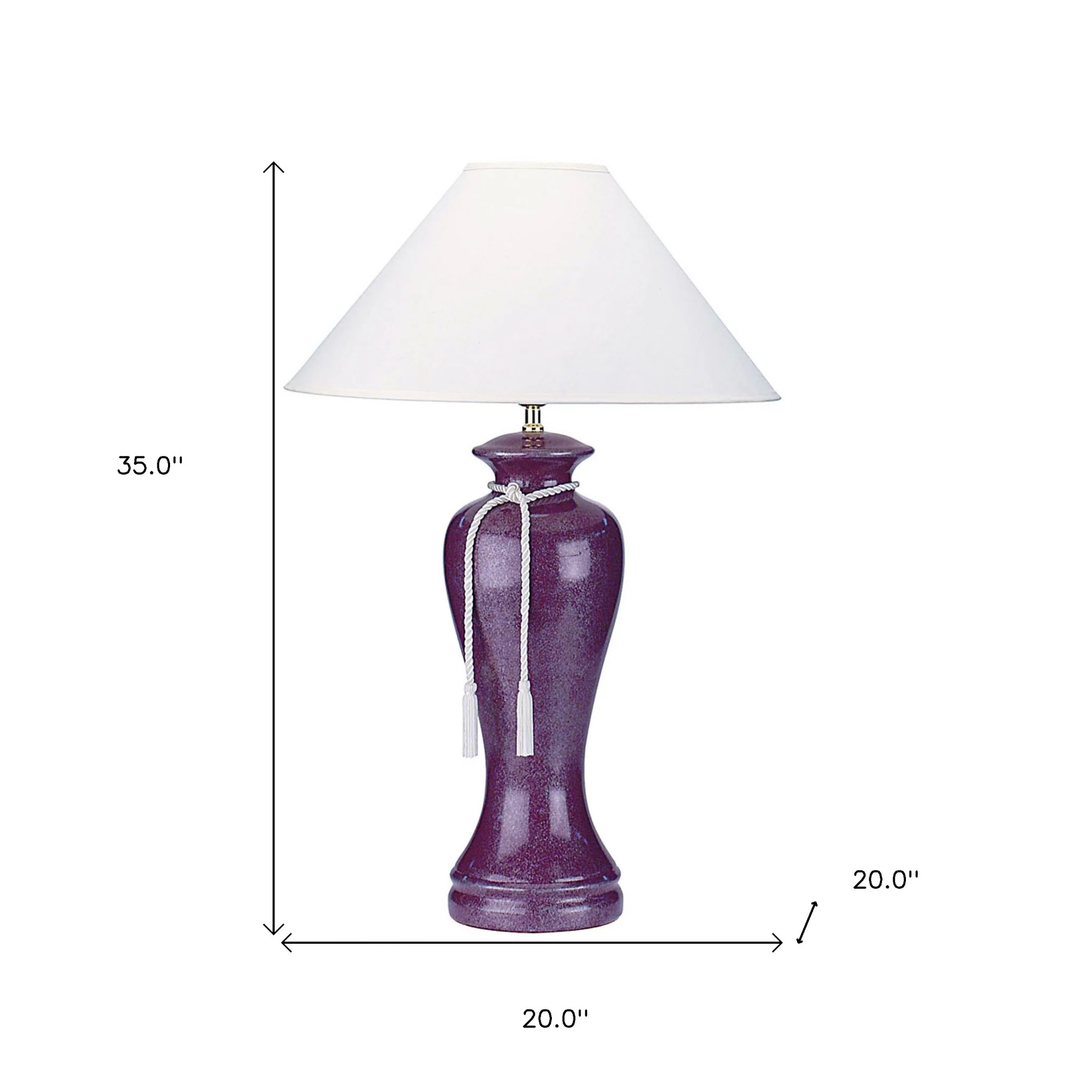 35" Red Burgundy Glaze Ceramic Urn Table Lamp With White Classic Empire Shade By Homeroots - Image 6