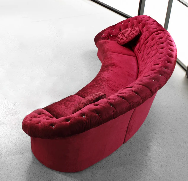 35' Red MDF and Velour Sectional Sofa By Homeroots - Image 2