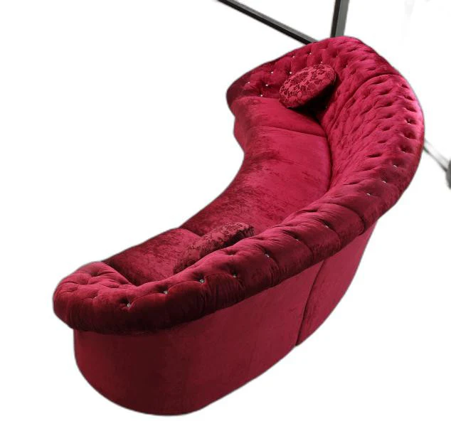 35' Red MDF and Velour Sectional Sofa By Homeroots - Image 6