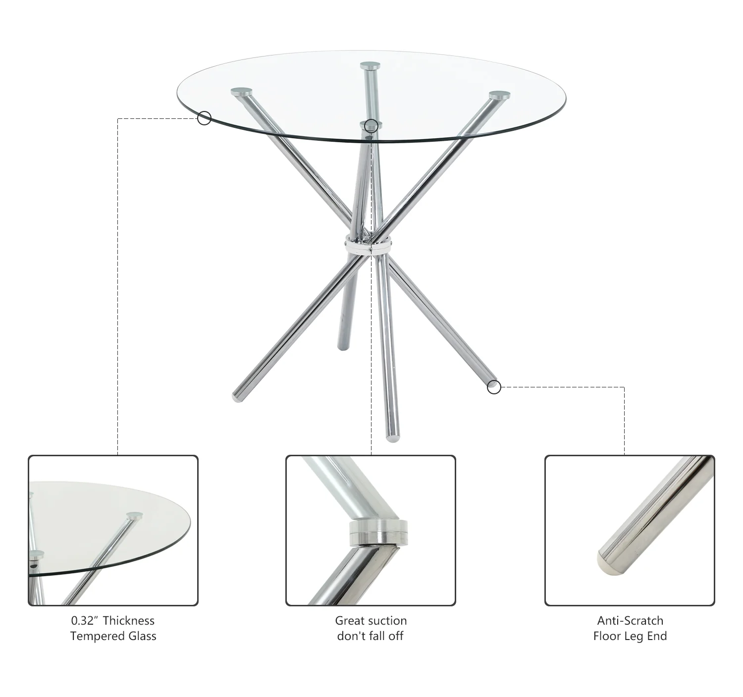 35" Silver and Glass Contemporary Round Coffee Table By Homeroots - Image 2
