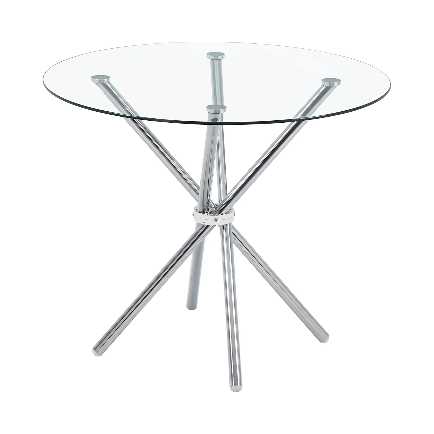 35" Silver and Glass Contemporary Round Coffee Table By Homeroots - Image 3