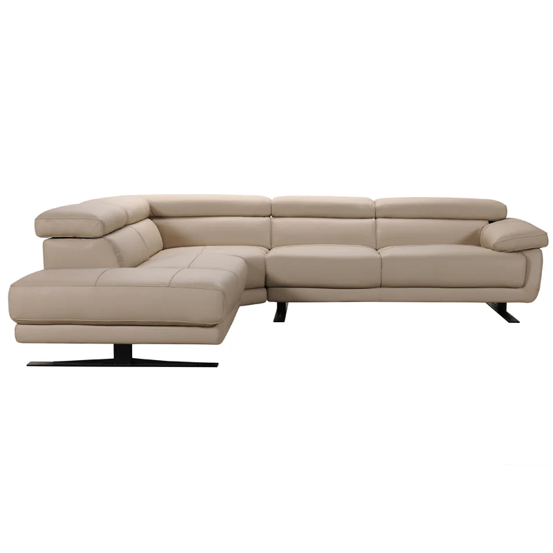 35' Taupe Leather Sectional Sofa By Homeroots - Image 3