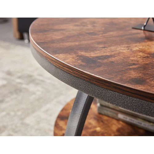 35" Two Tier Wood Grain Oak Manufactured Wood Round Coffee Table By Homeroots - Image 13