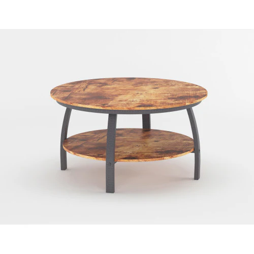 35" Two Tier Wood Grain Oak Manufactured Wood Round Coffee Table By Homeroots - Image 14