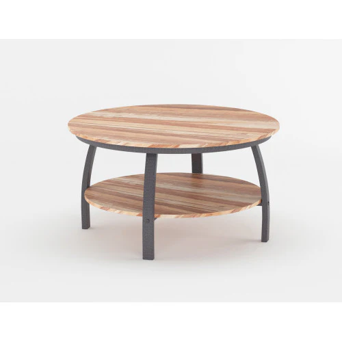 35" Two Tier Wood Grain Oak Manufactured Wood Round Coffee Table By Homeroots - Image 4