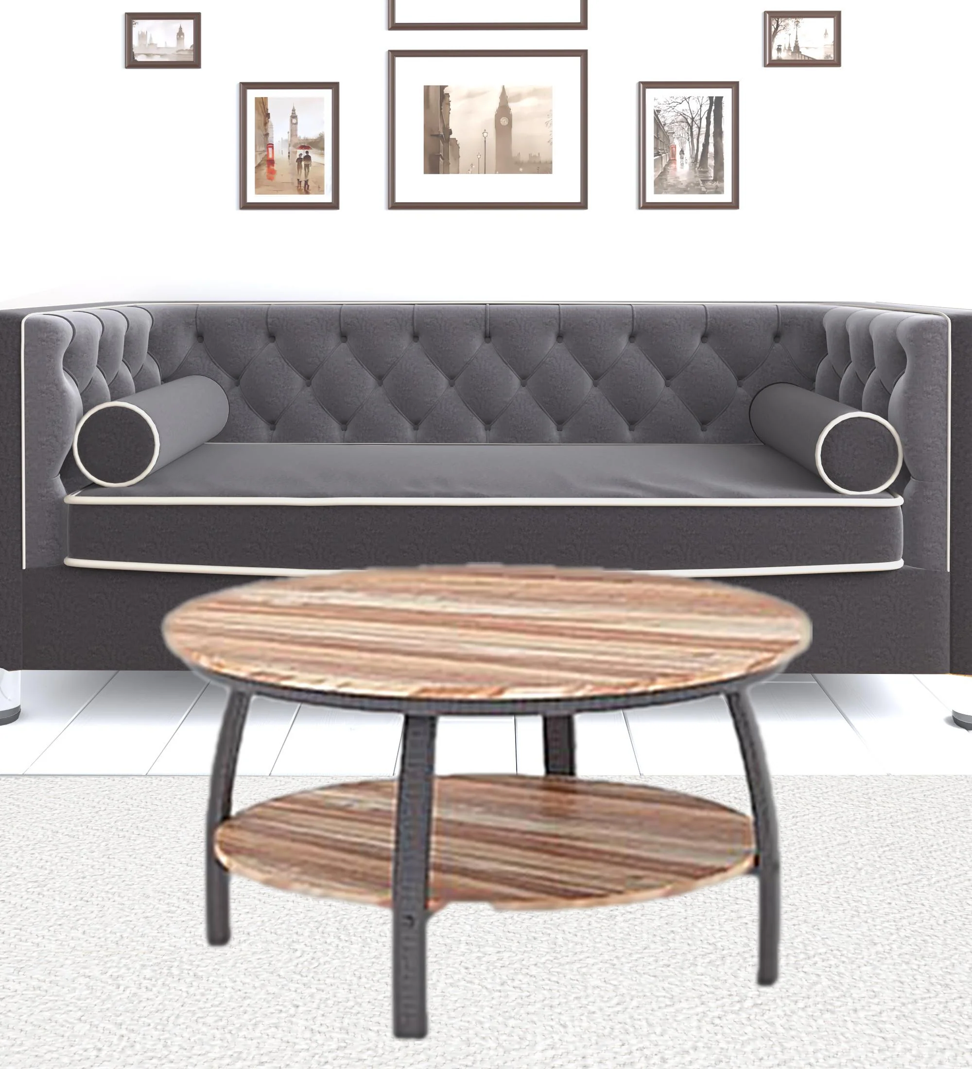 35" Two Tier Wood Grain Oak Manufactured Wood Round Coffee Table By Homeroots - Image 6
