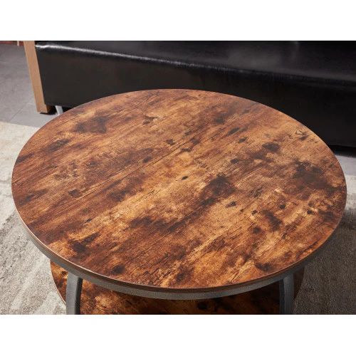 35" Two Tier Wood Grain Oak Manufactured Wood Round Coffee Table By Homeroots - Image 8