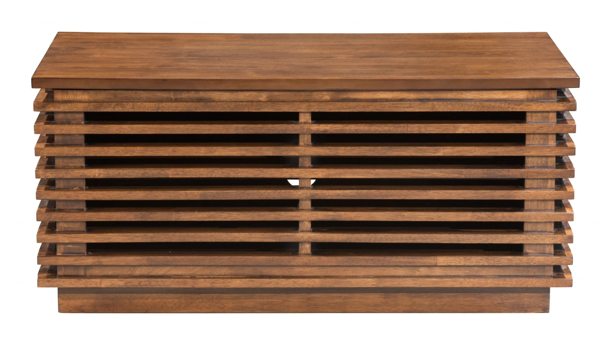 35" Walnut Mdf Cabinet_Enclosed Storage Entertainment Center By Homeroots - Image 4