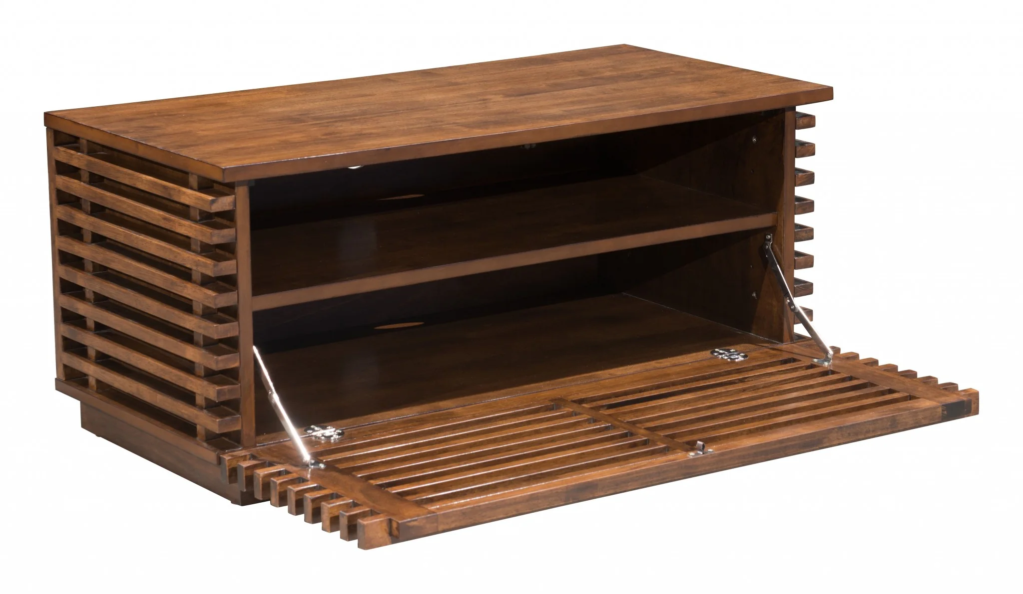 35" Walnut Mdf Cabinet_Enclosed Storage Entertainment Center By Homeroots - Image 6