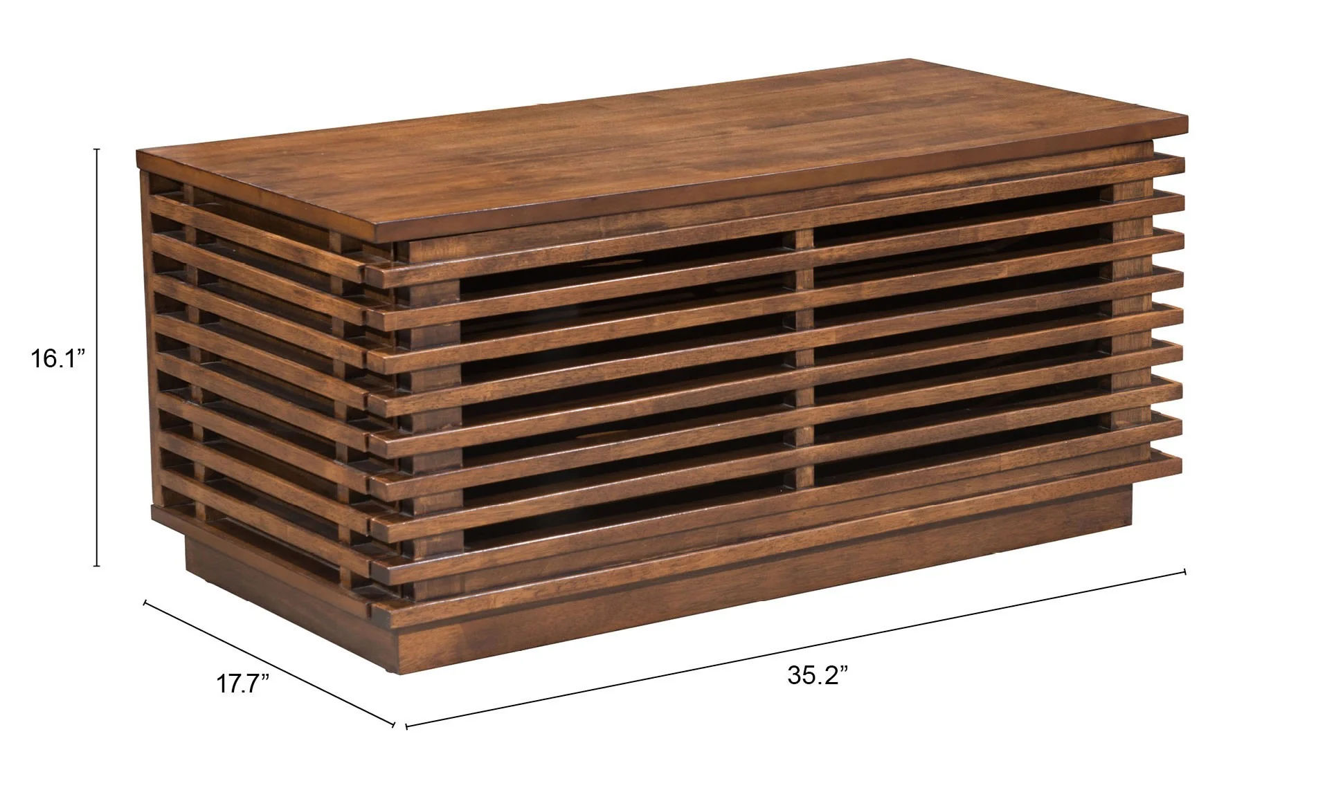 35" Walnut Mdf Cabinet_Enclosed Storage Entertainment Center By Homeroots - Image 8