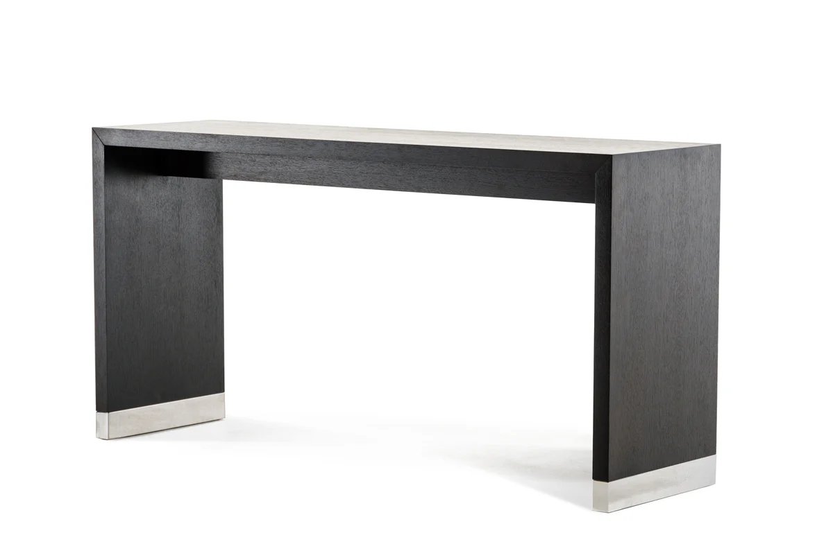 35' Wenge Veneer and Stainless Steel Bar Table By Homeroots - Image 2