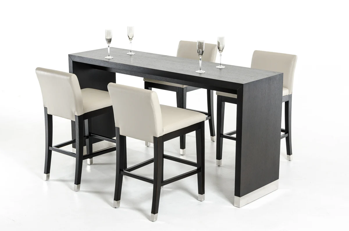 35' Wenge Veneer and Stainless Steel Bar Table By Homeroots - Image 4