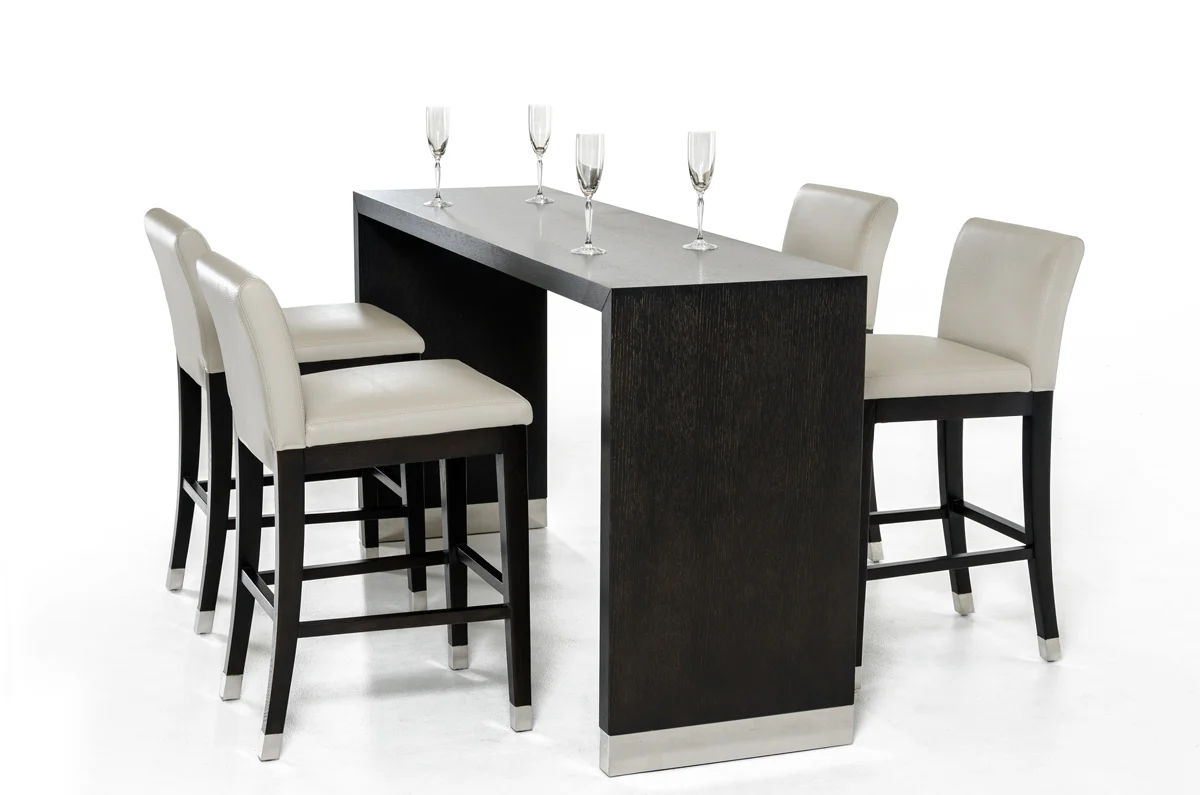 35' Wenge Veneer and Stainless Steel Bar Table By Homeroots - Image 5