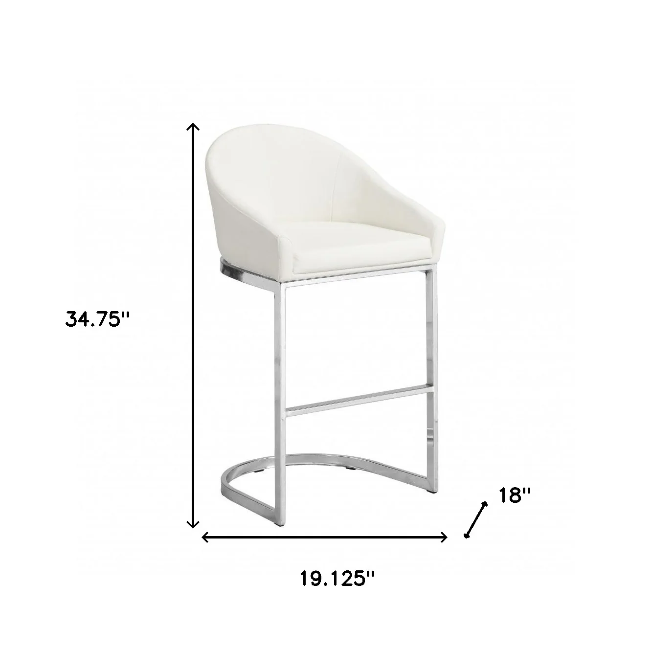 35" White Faux Leather And Steel Low Back Bar Height Chair With Footrest By Homeroots - Image 5