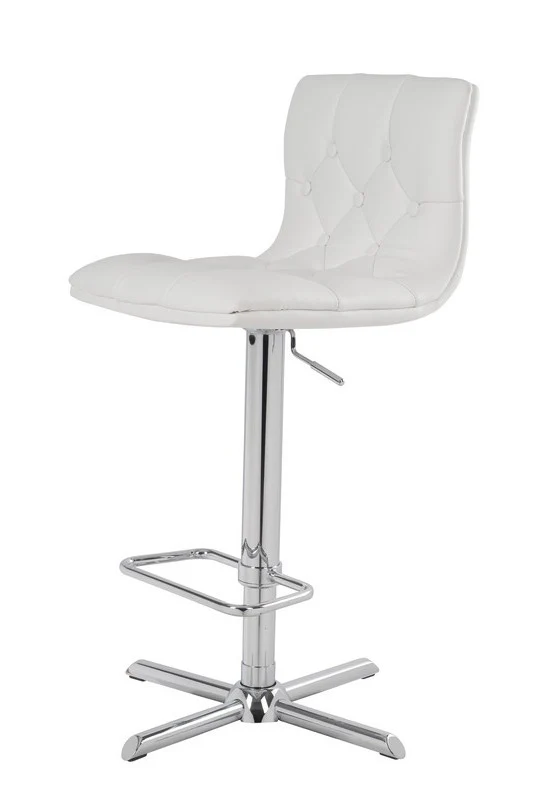 35' White Leatherette And Steel Bar Stool By Homeroots - Image 3