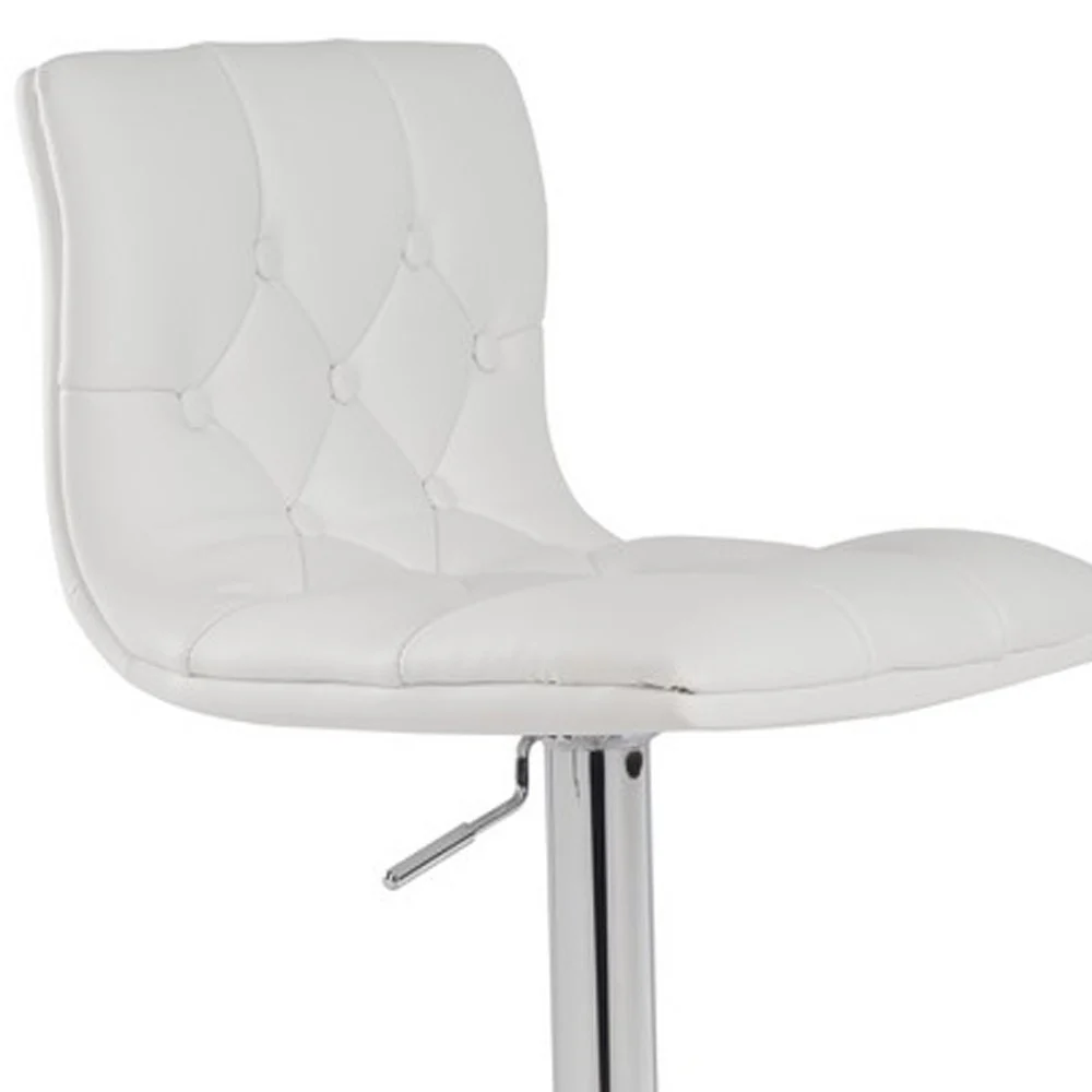 35' White Leatherette And Steel Bar Stool By Homeroots - Image 4