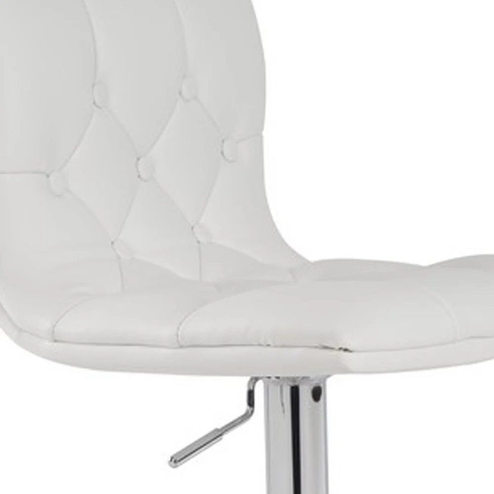 35' White Leatherette And Steel Bar Stool By Homeroots - Image 5