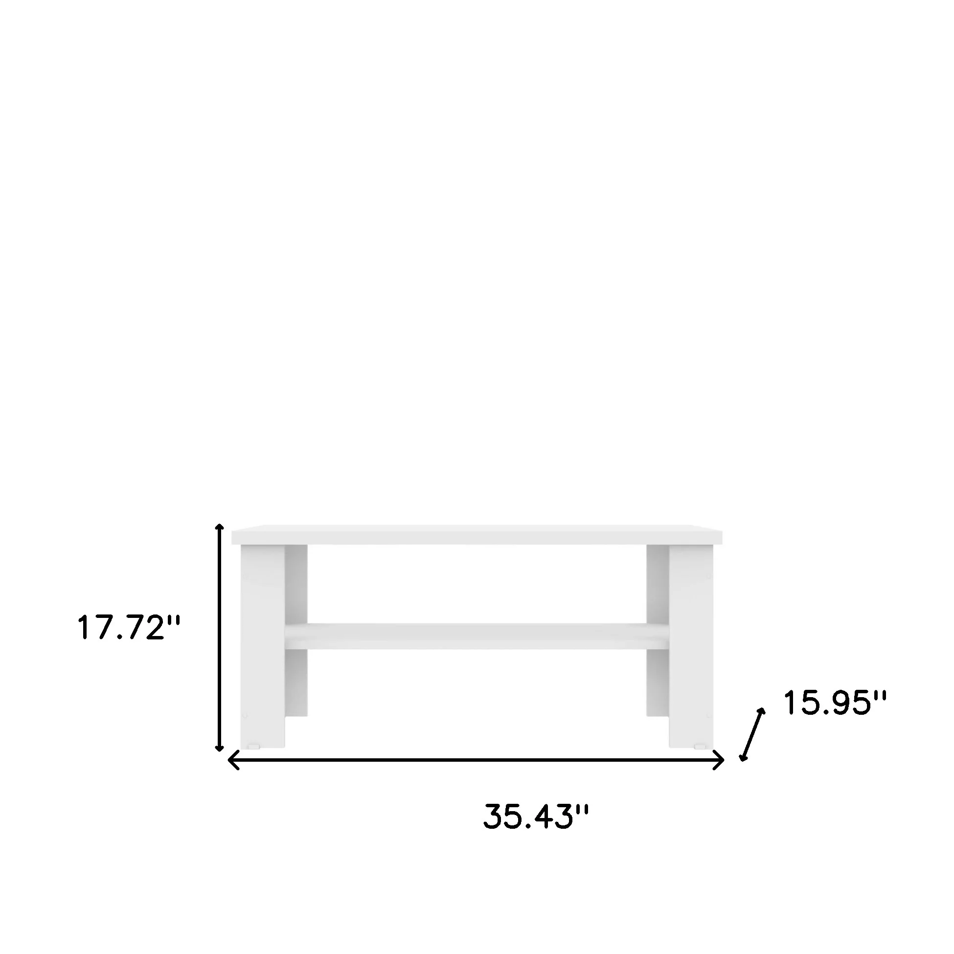 35" White Rectangular Coffee Table With Shelf By Homeroots - Image 7