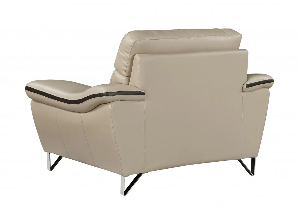 36" Beige Contemporary Leather Loveseat By Homeroots - Image 4