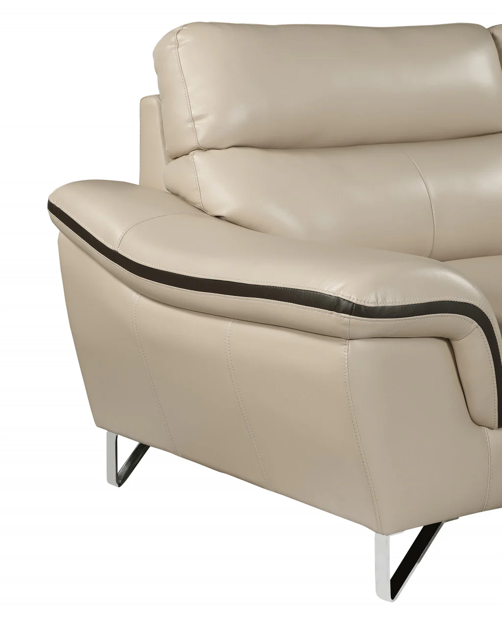 36" Beige Contemporary Leather Loveseat By Homeroots - Image 5