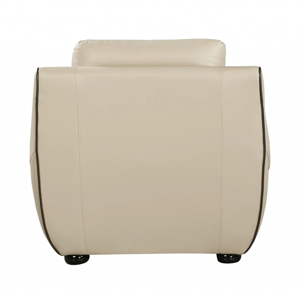36" Beige Elegant Faux Leather Chair By Homeroots - Image 3