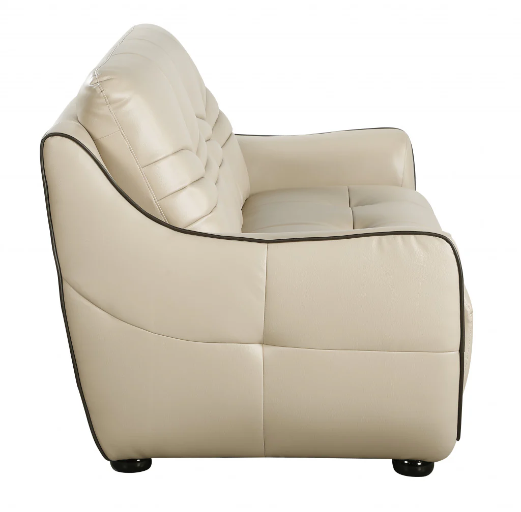 36" Beige Elegant Faux Leather Chair By Homeroots - Image 4