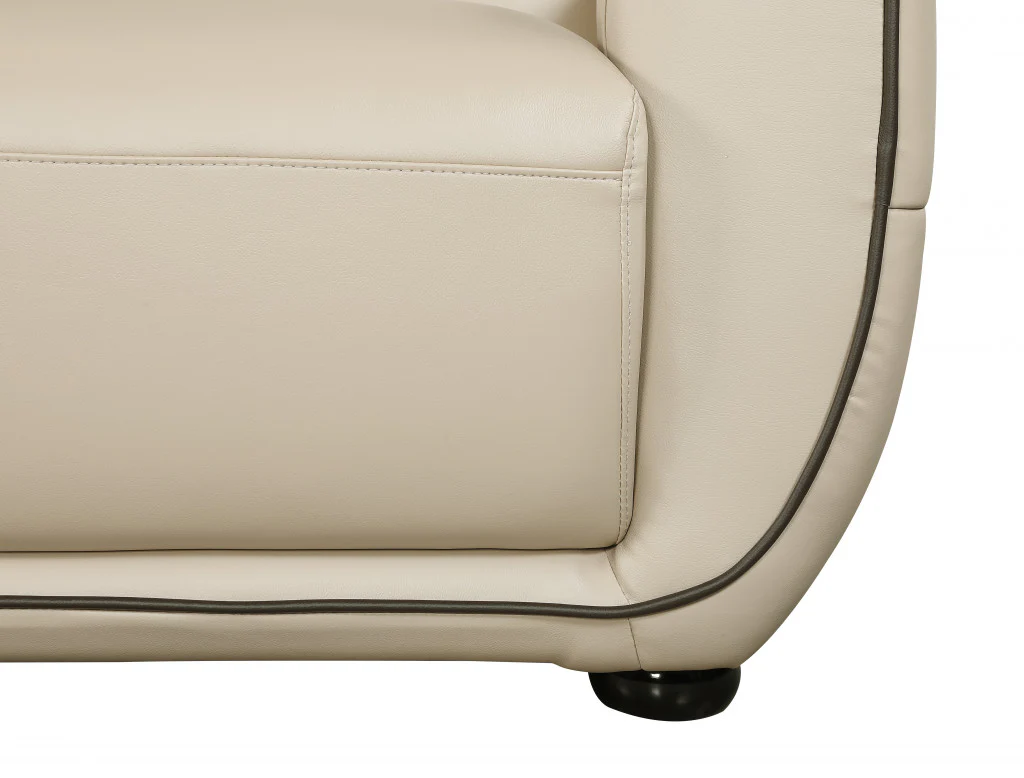 36" Beige Elegant Faux Leather Chair By Homeroots - Image 5