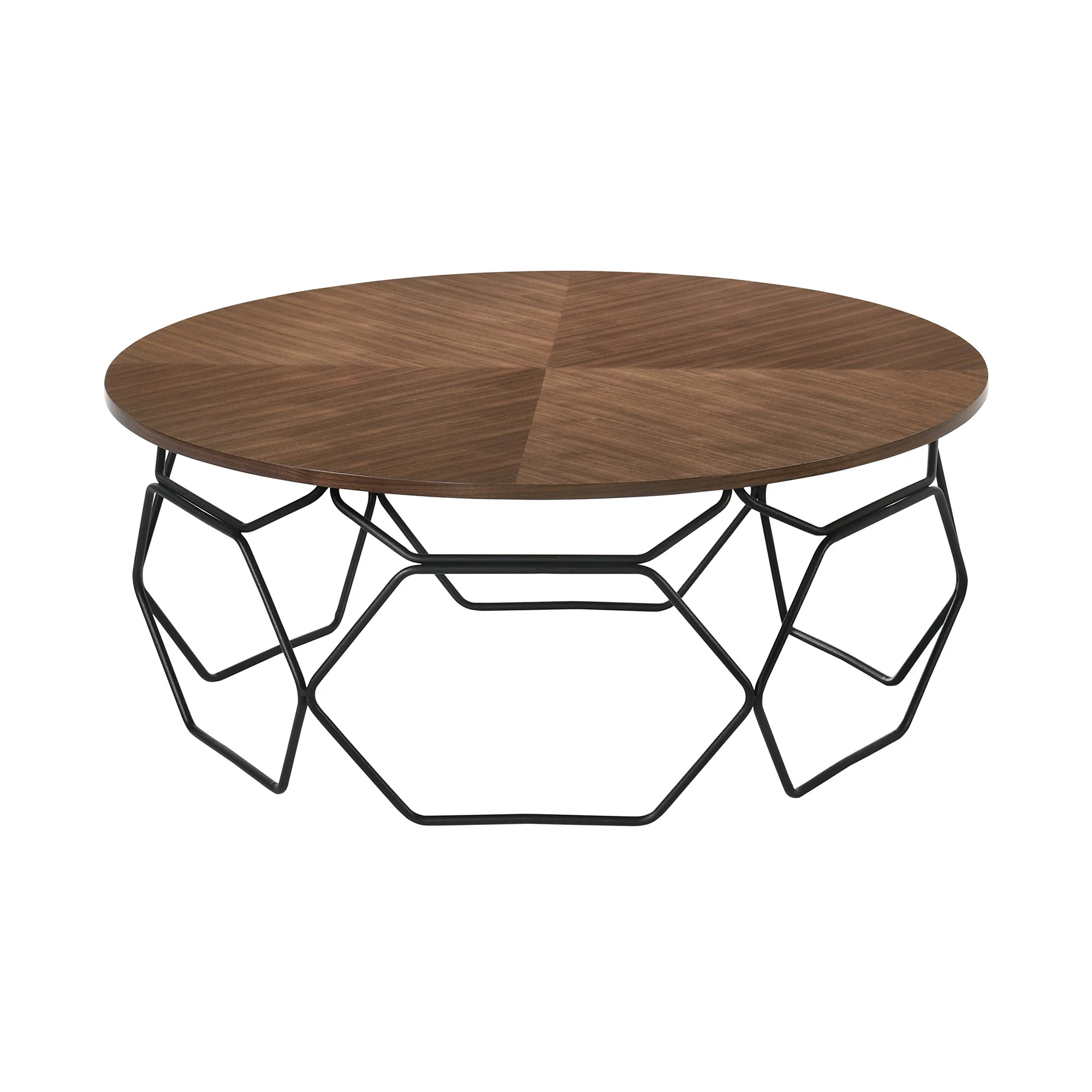 36" Black And Brown Solid Wood Round Coffee Table By Homeroots - Image 2