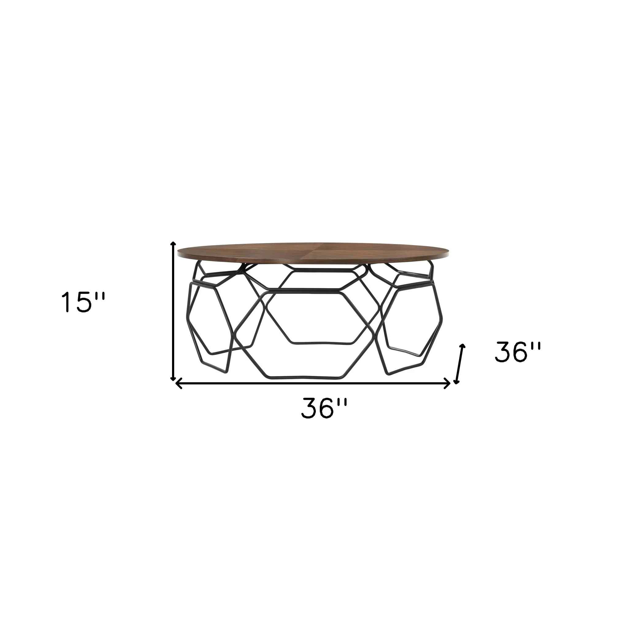 36" Black And Brown Solid Wood Round Coffee Table By Homeroots - Image 7