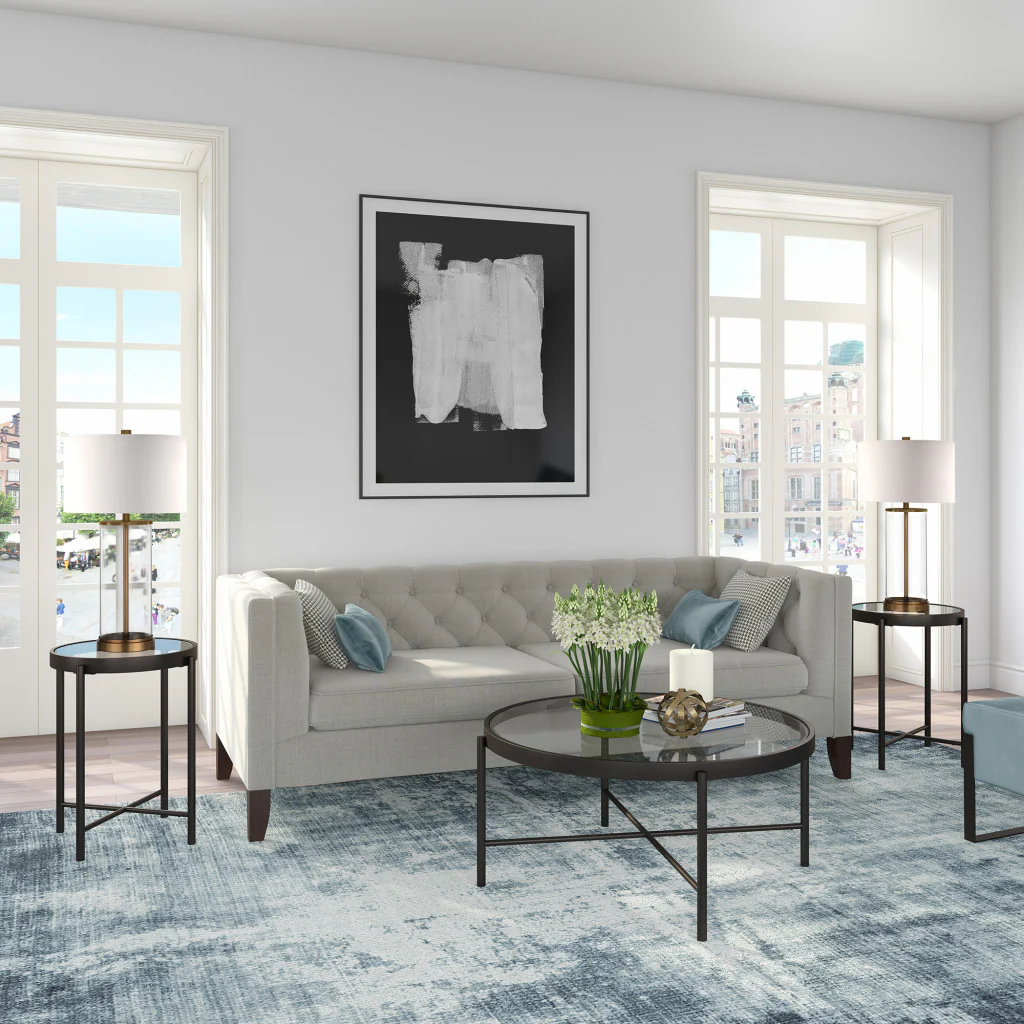 36" Black and Glass Round Coffee Table By Homeroots - Image 5