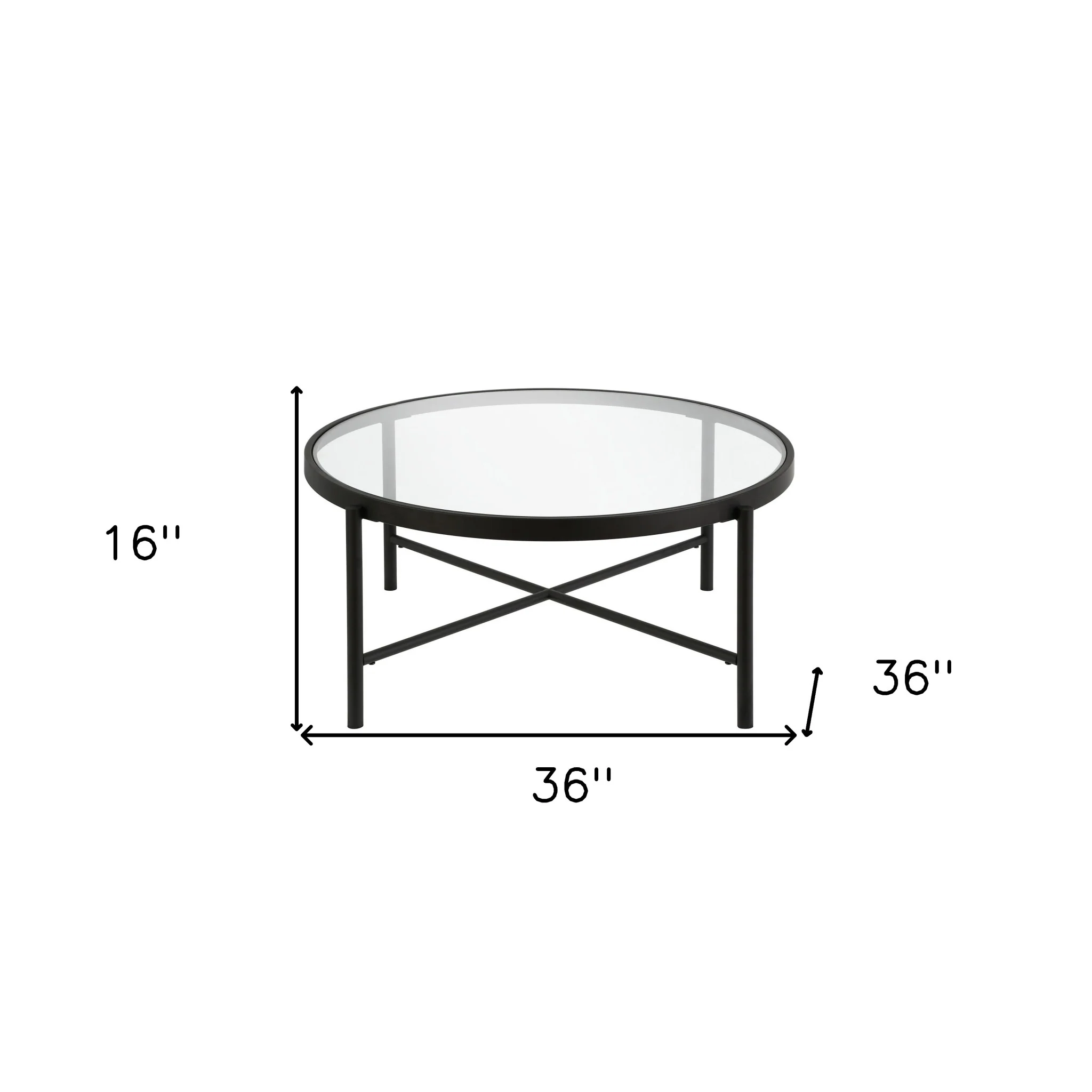 36" Black and Glass Round Coffee Table By Homeroots - Image 7