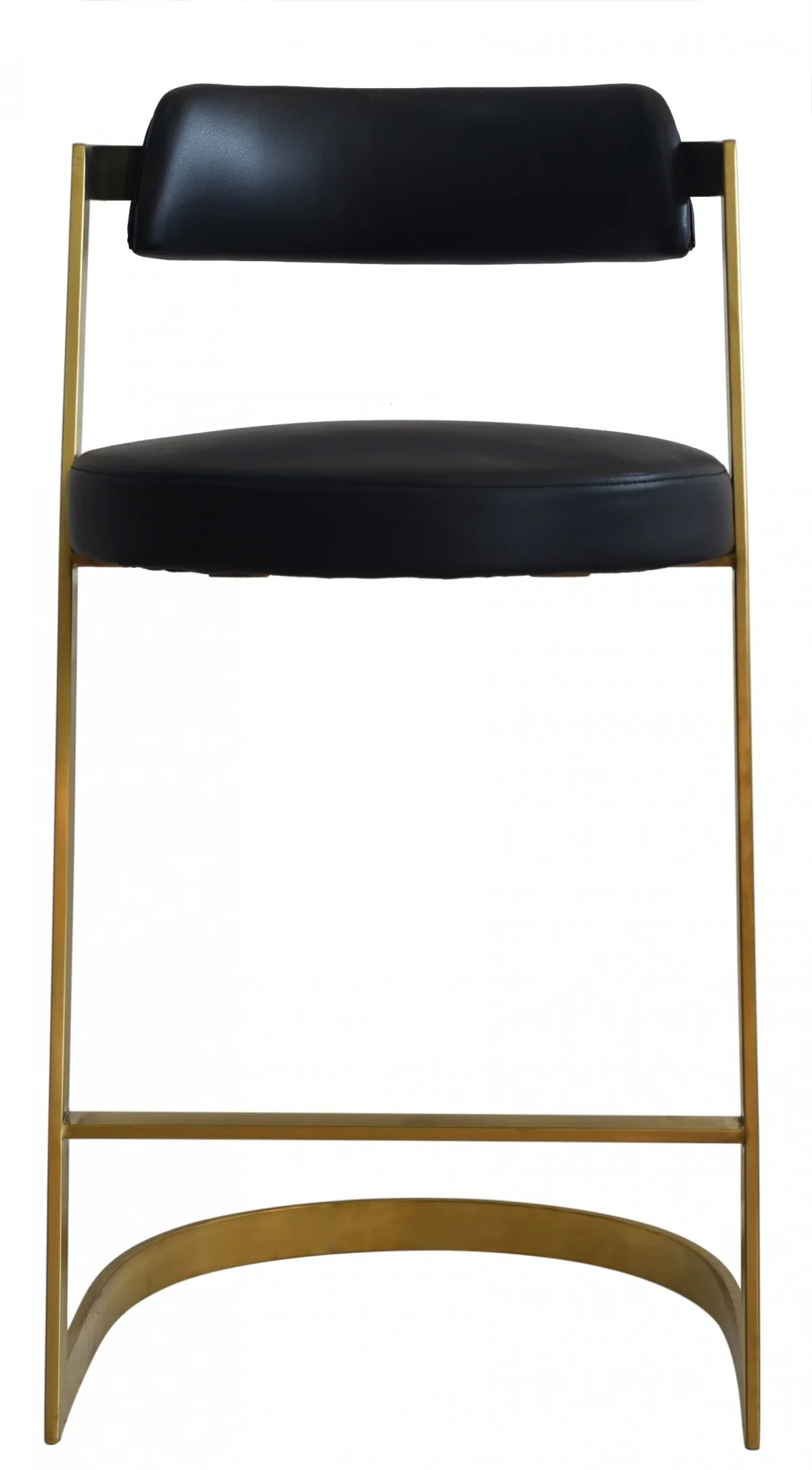 36" Black And Gold Faux Leather And Stainless Steel Low Back Counter Height Bar Chair With Footrest By Homeroots - Image 3
