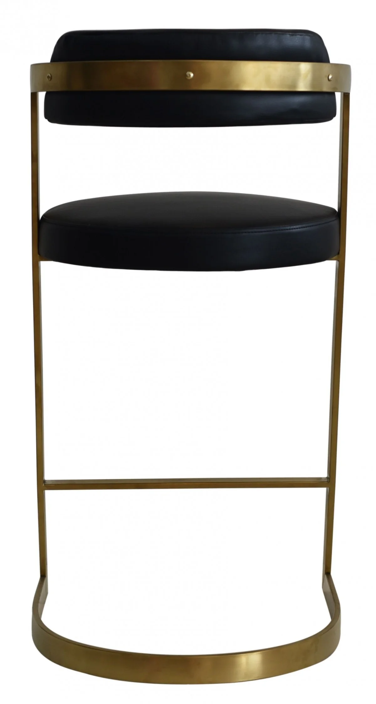36" Black And Gold Faux Leather And Stainless Steel Low Back Counter Height Bar Chair With Footrest By Homeroots - Image 4